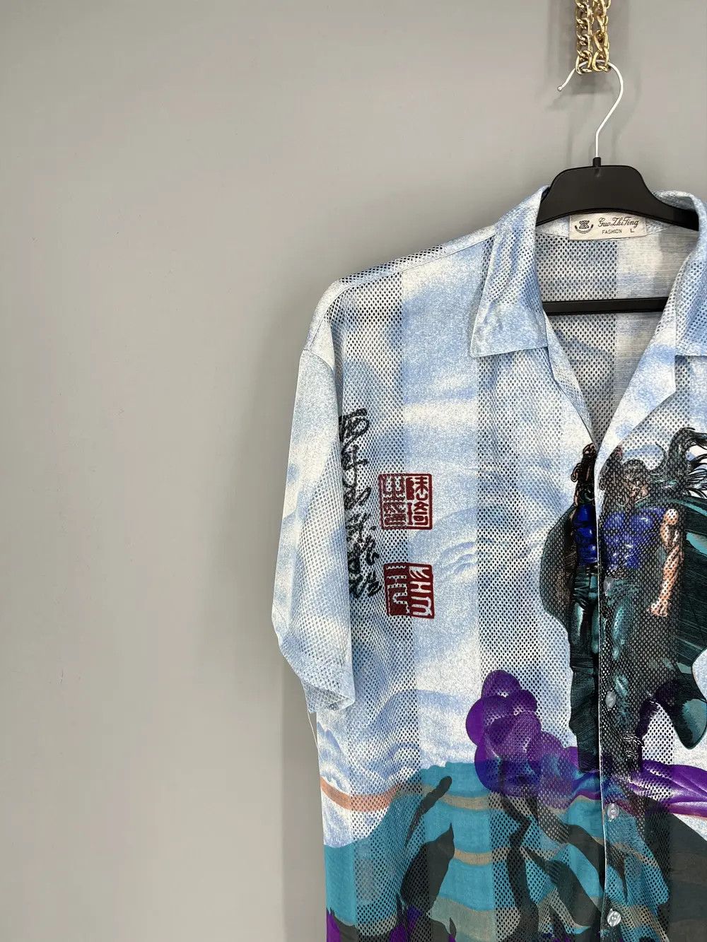 Vintage Vintage Japanese Style Short Sleeve Mesh Shirt Streetwear Size US L / EU 52-54 / 3 - 4 Thumbnail