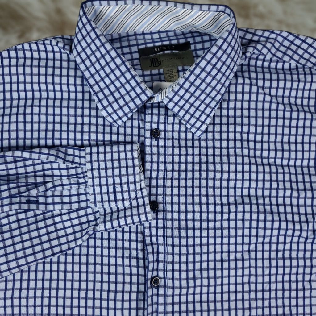 Vintage Jhane Barnes Shirt Mens 2XL Blue Check Button-Up Long Sleeve Casual Workwear Shirt - 2XL Mens Blue Check Jhane Barnes Button-Up Long Sleeve Shirt Size US XXL / EU 58 / 5 - 1 Thumbnail