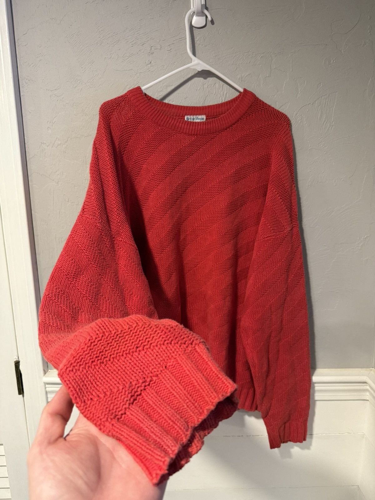 Vintage Vintage Red 60s-70s Knit Sweater Fisherman Pullover Size US L / EU 52-54 / 3 - 2 Thumbnail