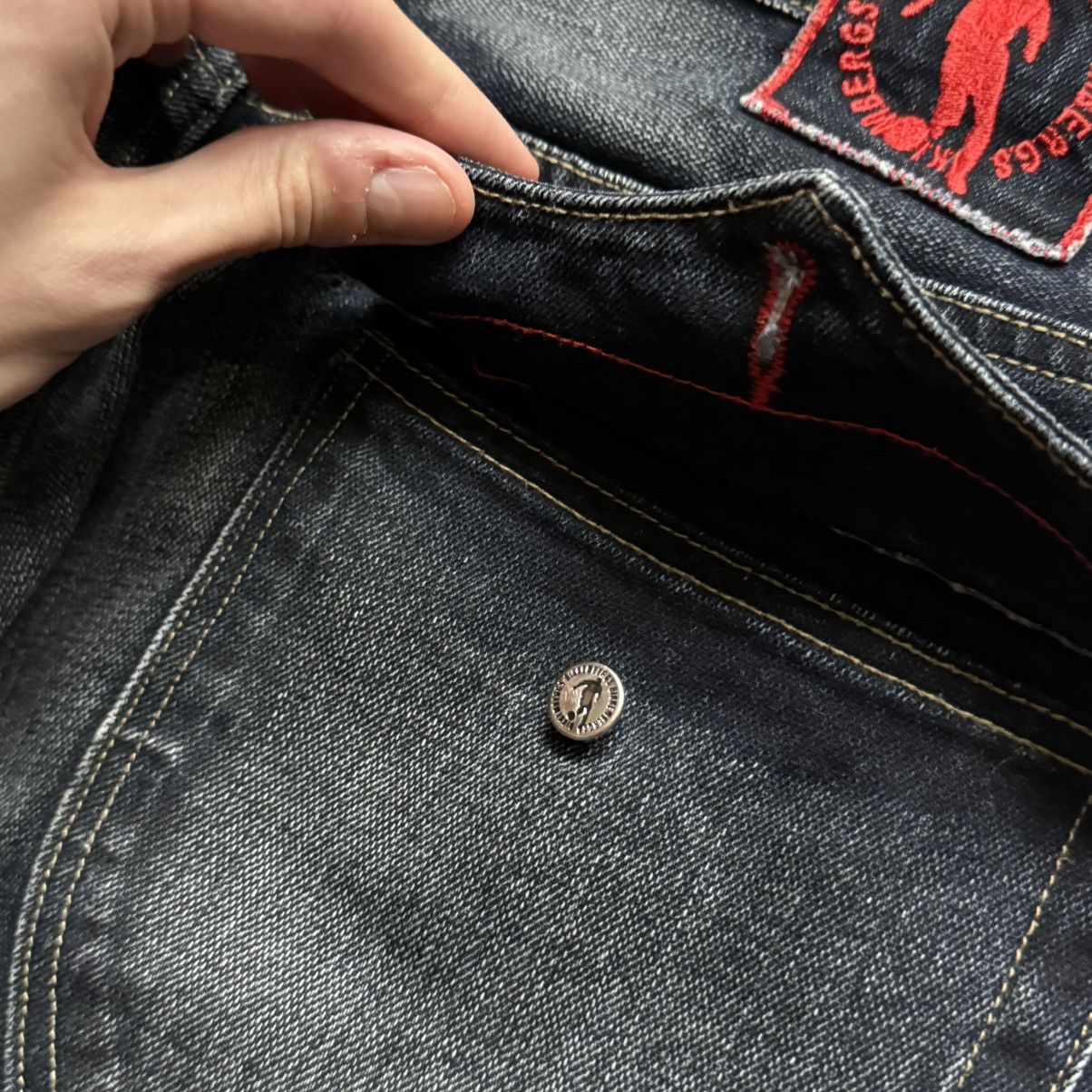 Dirk Bikkembergs 📌 Vintage Y2K Dirk Bikkembergs Baggy Soccer Washed Jeans Size US 33 - 13 Thumbnail