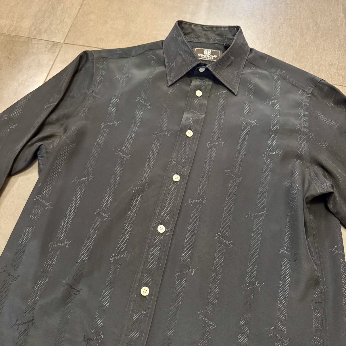 Givenchy Vintage Givenchy Monsieur Black Logo Pattern Dress Shirt, M Size US M / EU 48-50 / 2 - 6 Thumbnail