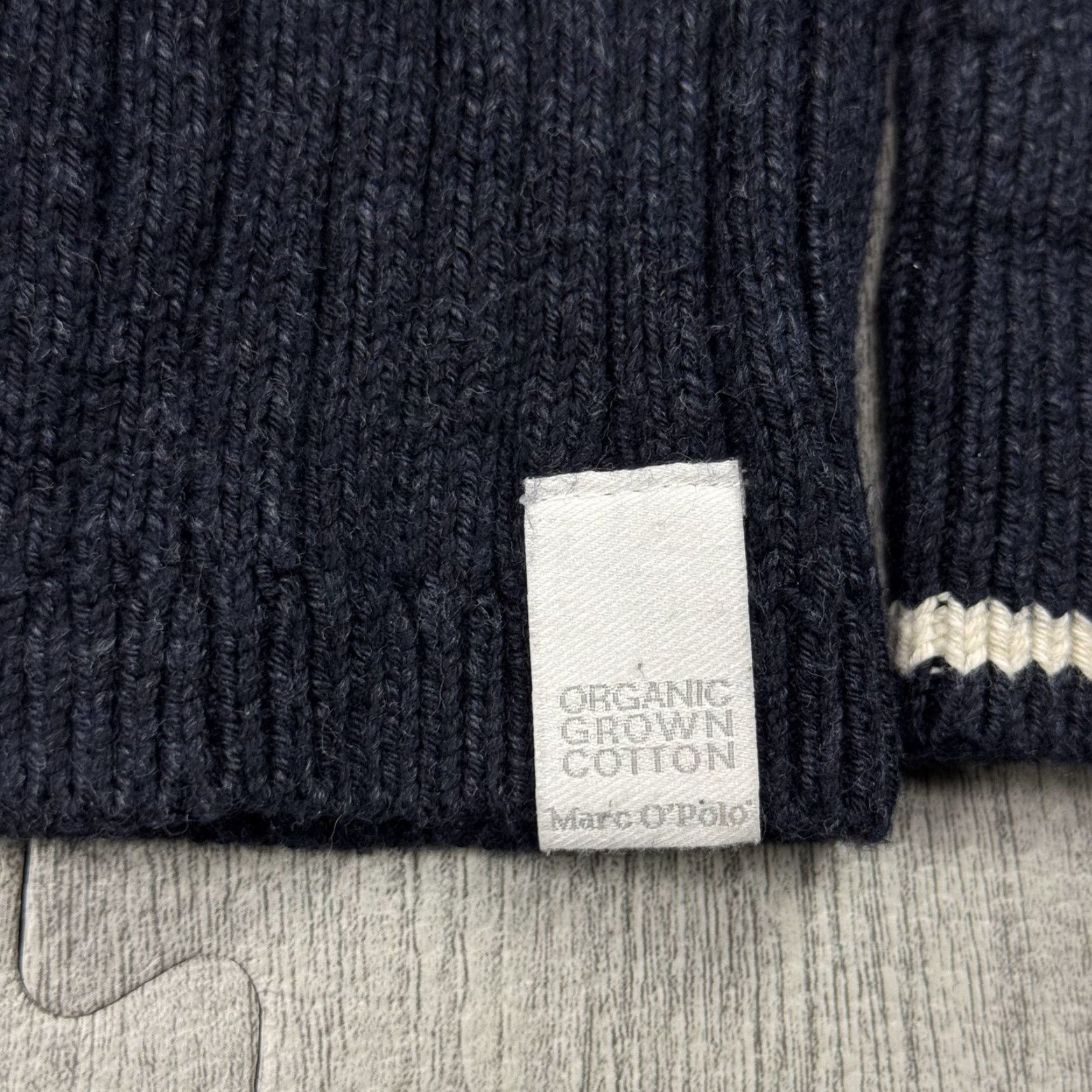 Marc O'Polo MARC O'POLO MEN'S HIGH NECK CARDIGAN SWEATER METAL BUTTON ORGANIC COTTON LARGE NAVY BLUE Size US L / EU 52-54 / 3 - 5 Thumbnail
