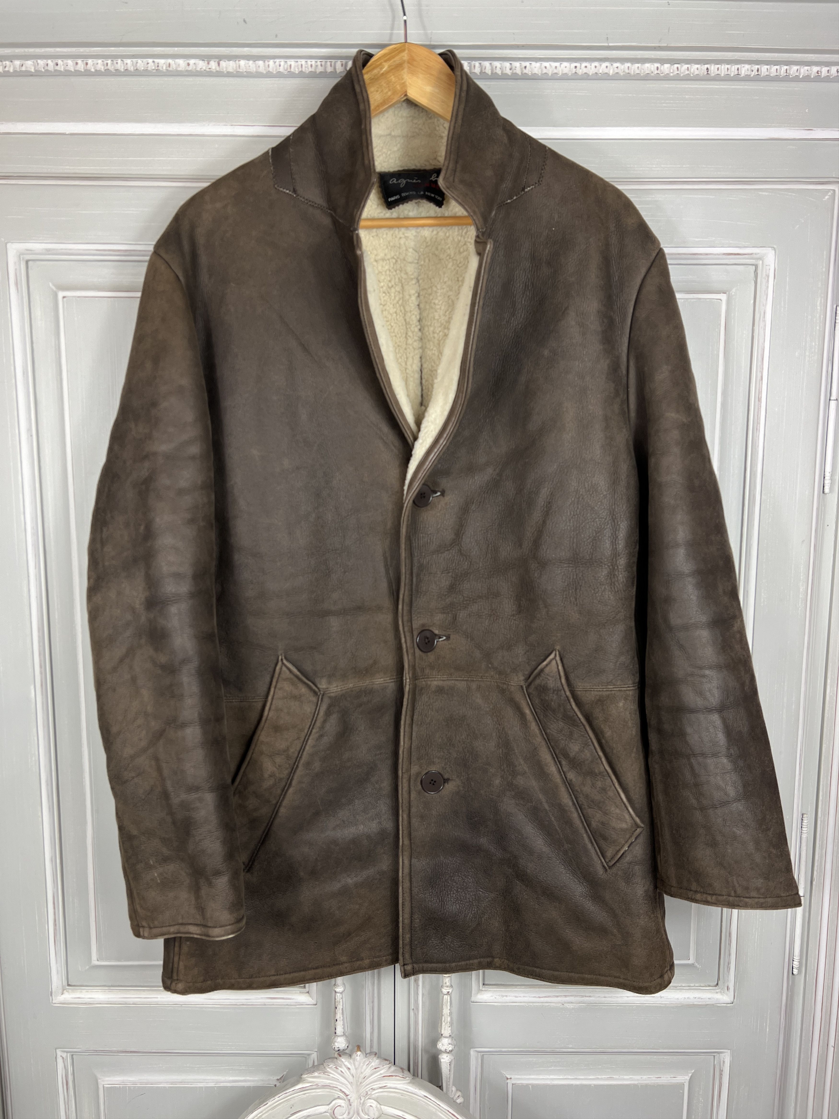 agnes b. Agnes B.homme Sherpa leather jacket wool Size US M / EU 48-50 / 2 - 1 Thumbnail