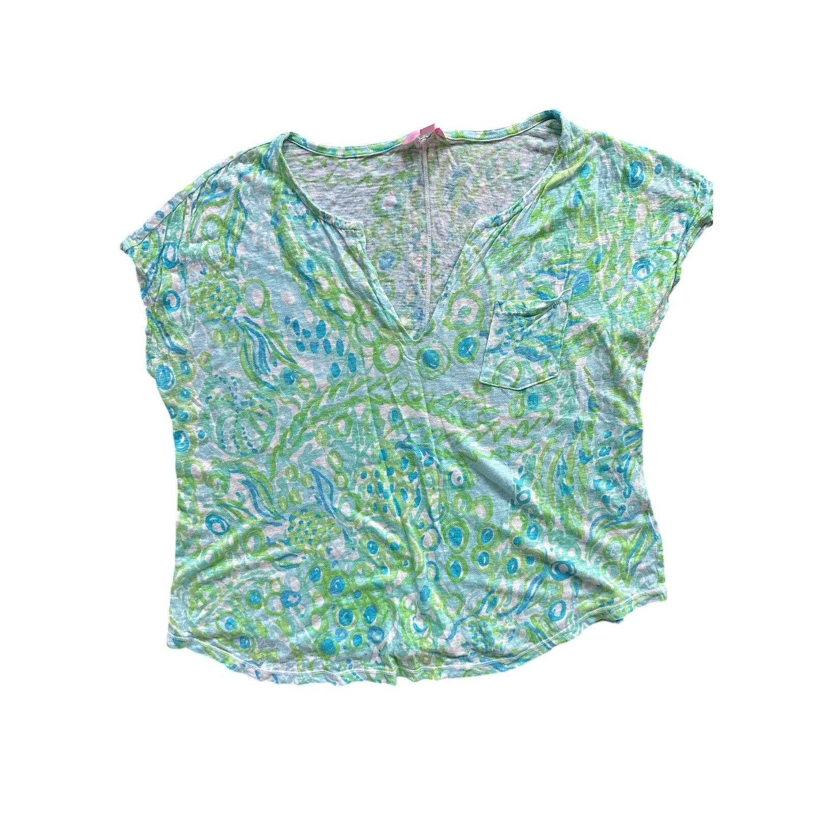 Lilly Pulitzer Lilly Pulitzer Duval Top pool blue size large Size L / US 10 / IT 46 - 1 Thumbnail