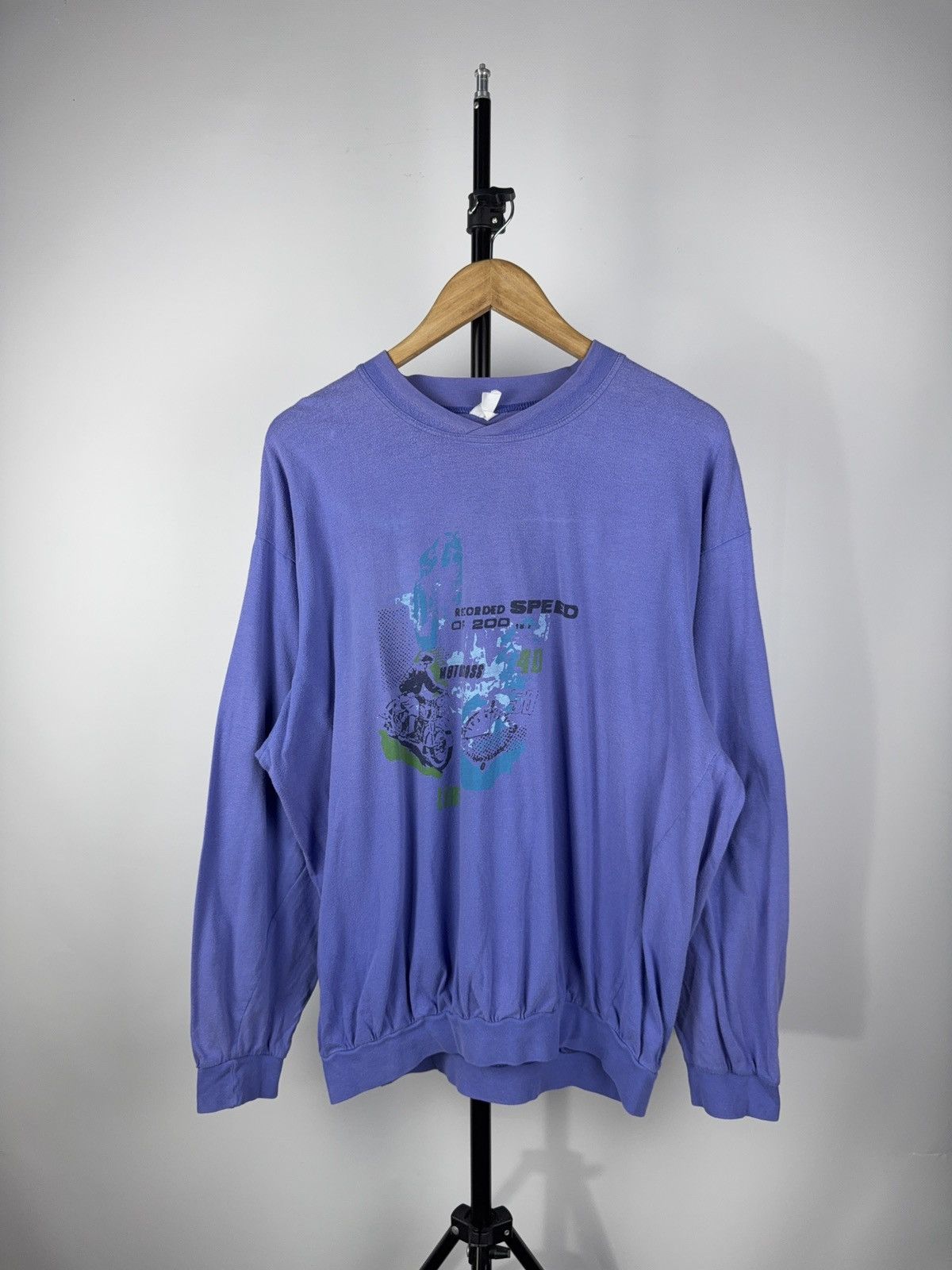 Vintage Vntg 80-90s big logo Motocross Recorded Speed long sleeve Size US L / EU 52-54 / 3 - 1 Thumbnail