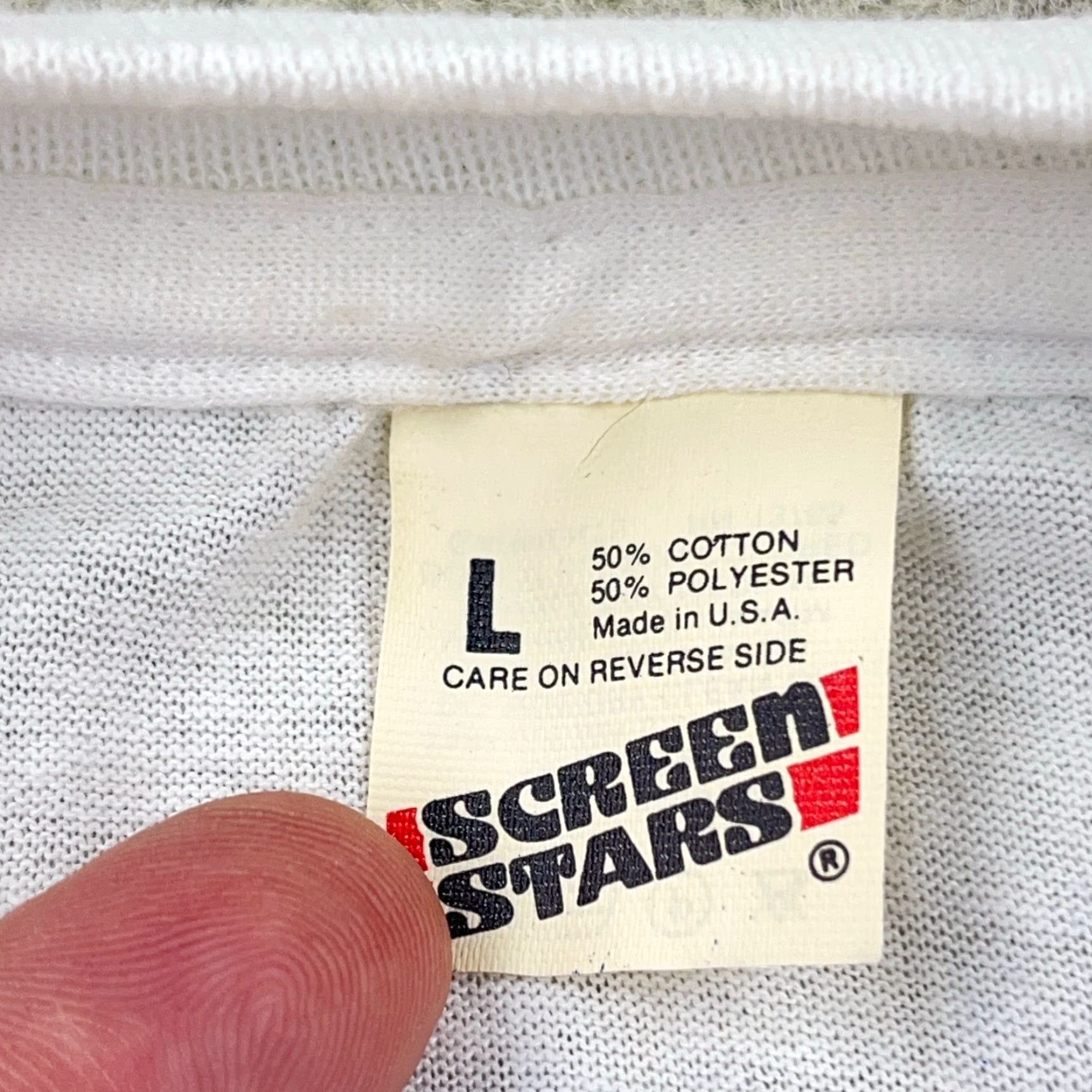 Vintage VINTAGE Screen Stars Best Shirt Men L White Graphic Print 80s 90s Hipster Retro Skull Campbell's Soup 1989 Size US L / EU 52-54 / 3 - 3 Thumbnail