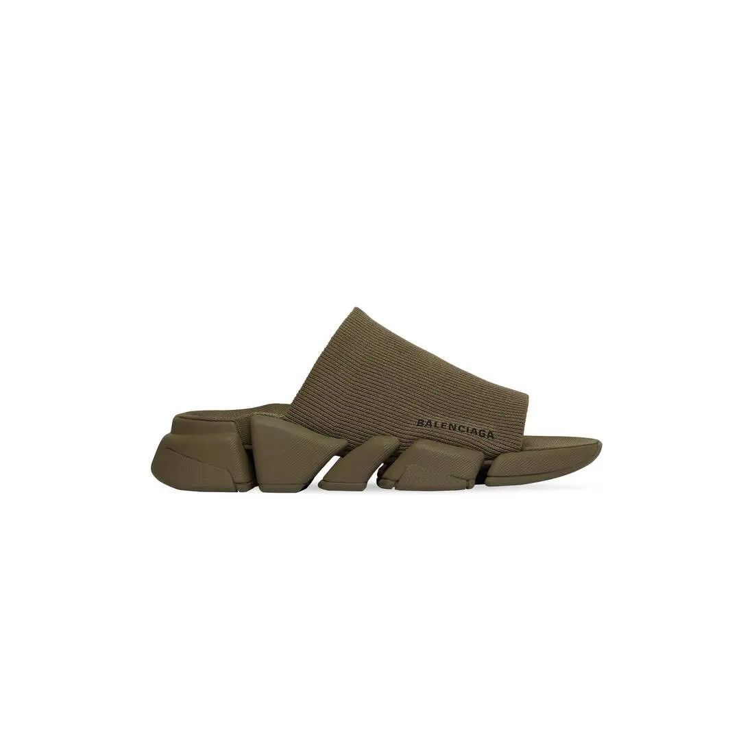 Balenciaga o1w1db10625 Speed 2.0 Recycled Knit Slide Sandals in Brown Size US 12 / EU 45 - 1 Thumbnail
