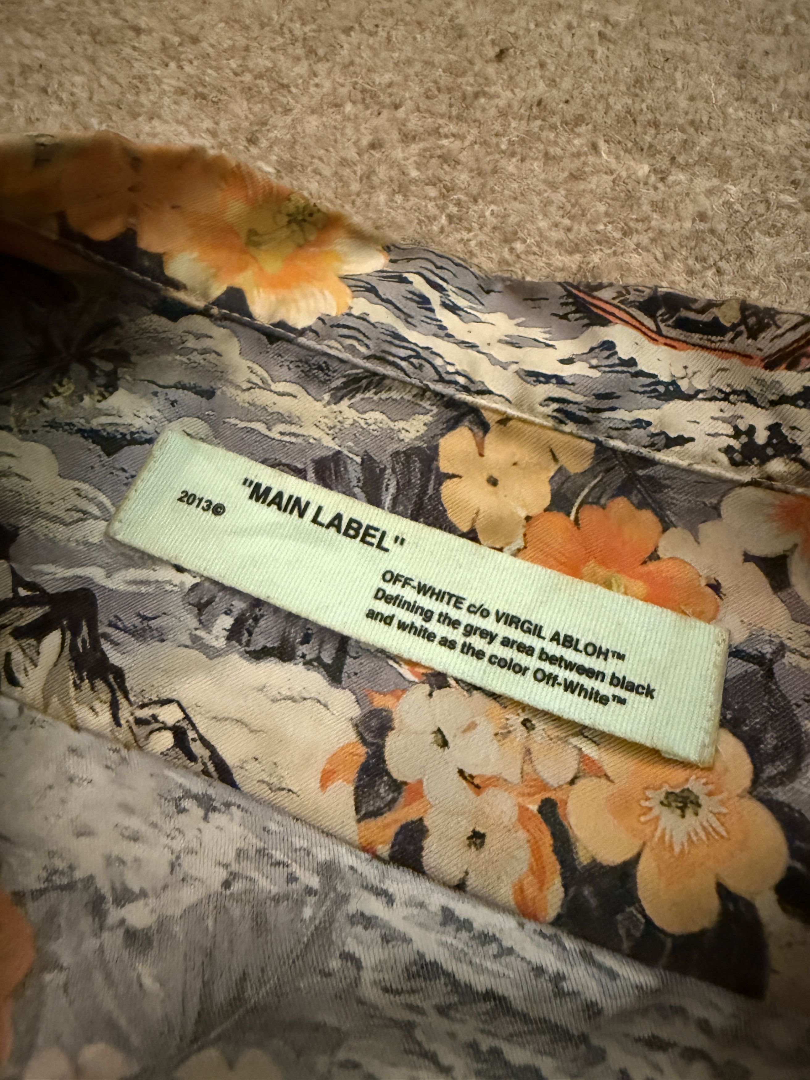 Off-White Off-White Silk Hawaiian Shirt Grey Orange Size US M / EU 48-50 / 2 - 2 Thumbnail