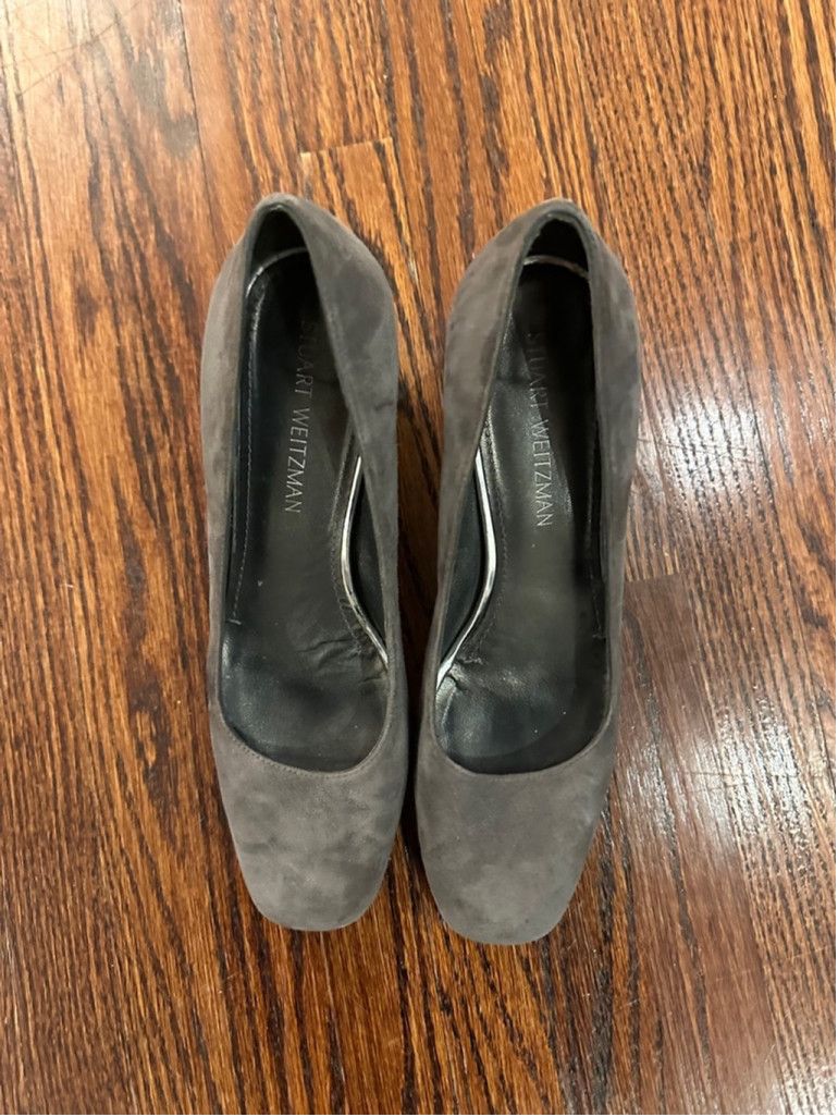 Stuart Weitzman Women's Stuart Weitzman suede leather block Heels Gray 9.5 M Size US 7 / IT 37 - 7 Thumbnail
