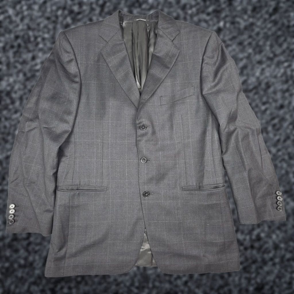 Ermenegildo Zegna Ermenegildo Zegna Suit 2 Piece Trofeo Plaid Wool Blazer 52R/42R Gray Navy Denim? Size 52R - 1 Thumbnail