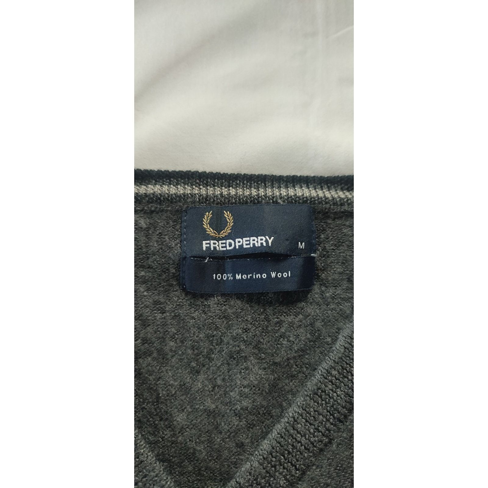 Fred Perry Fred Perry V-Neck Sweater, Dark Grey, Size M Size US M / EU 48-50 / 2 - 3 Thumbnail