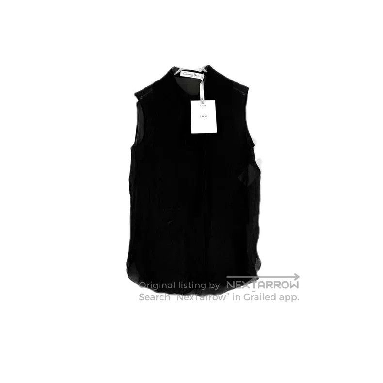 Dior Dior Black bee logo streamer mulberry silk sleeveless shir Size XS / US 0-2 / IT 36-38 - 1 Thumbnail
