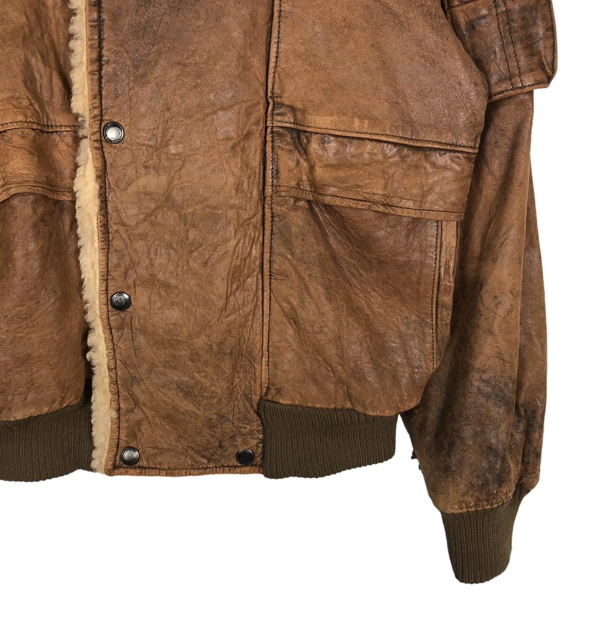 Marithe + Francois Girbaud 🔥VINTAGE 80’s BIKER LEATHER JACKET MILLESIMES SHERPA COLLAR Size US S / EU 44-46 / 1 - 5 Thumbnail