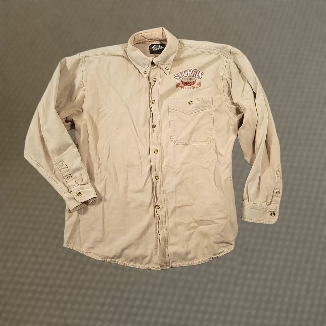 Vintage VINTAGE Sturgis 2006 Biker Design Button Up Shirt XL Tan Beige Black Hills Men Shirt Size US XL / EU 56 / 4 - 1 Thumbnail