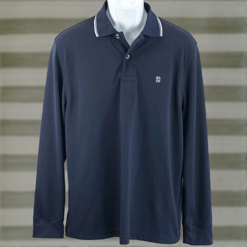 Izod Izod Performance Polo Shirt M Blue 2 Button Long Sleeve Contrast Trim Shirt Men Polo Size US M / EU 48-50 / 2 - 1 Thumbnail