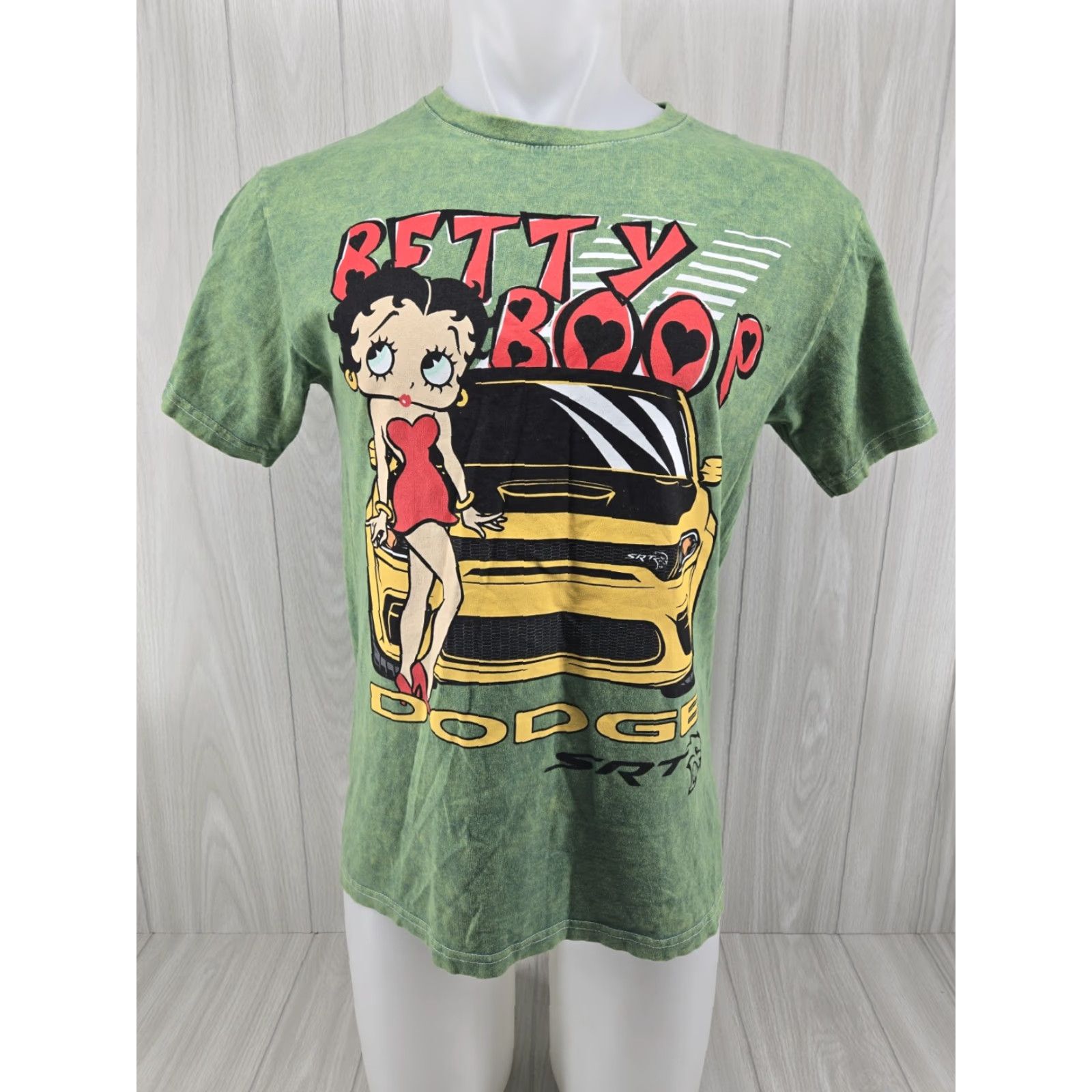 Vintage Betty Boop Dodge SRT Graphic T-Shirt Adult Medium Washed Green Cotton Size US M / EU 48-50 / 2 - 2 Thumbnail