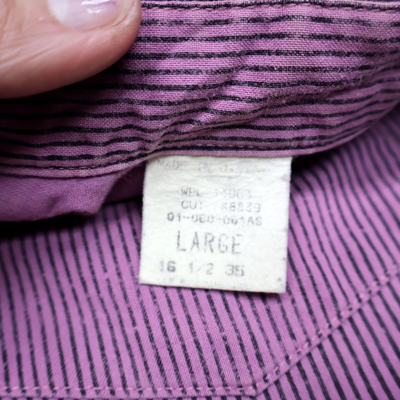 Armani VTG Karman Western Shirt Mens Large Purple Striped Pearl Snap Silver Collection Size US L / EU 52-54 / 3 - 6 Thumbnail
