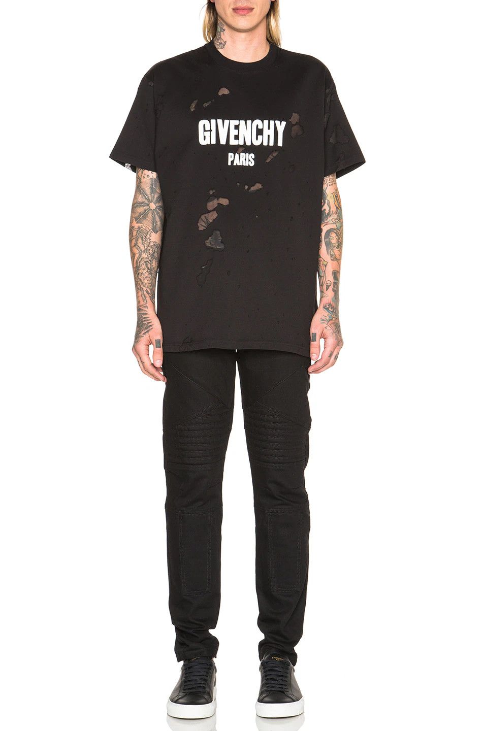 Givenchy Black Destroyed Logo Oversized T-Shirt Size US L / EU 52-54 / 3 - 3 Thumbnail