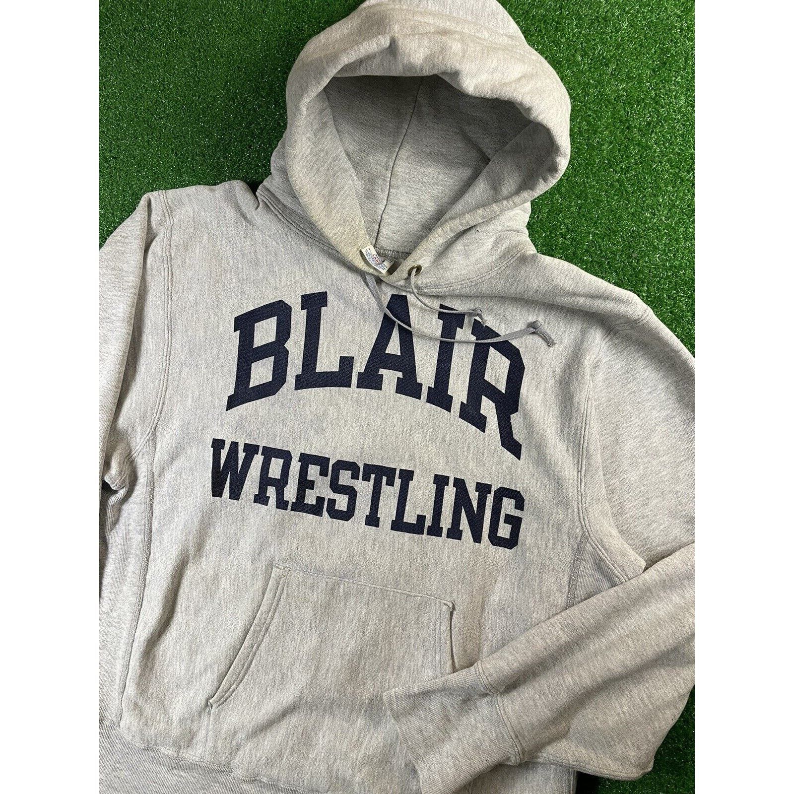 image of Vintage 80's Champion Reverse Weave Wrestling Large Hoodie in Grey, Men's