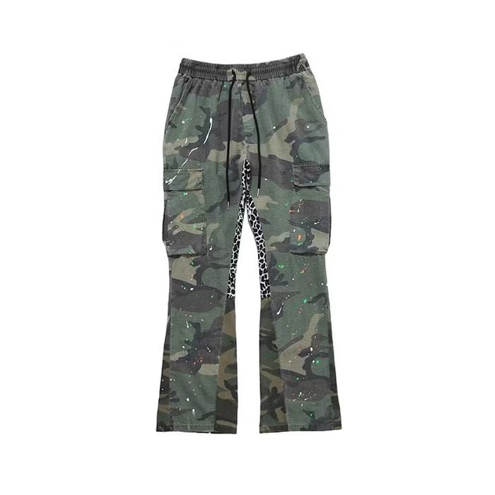 Vintage Camo Flared Detail Cargo Pocket Flare Paint Splat Pants | Grailed