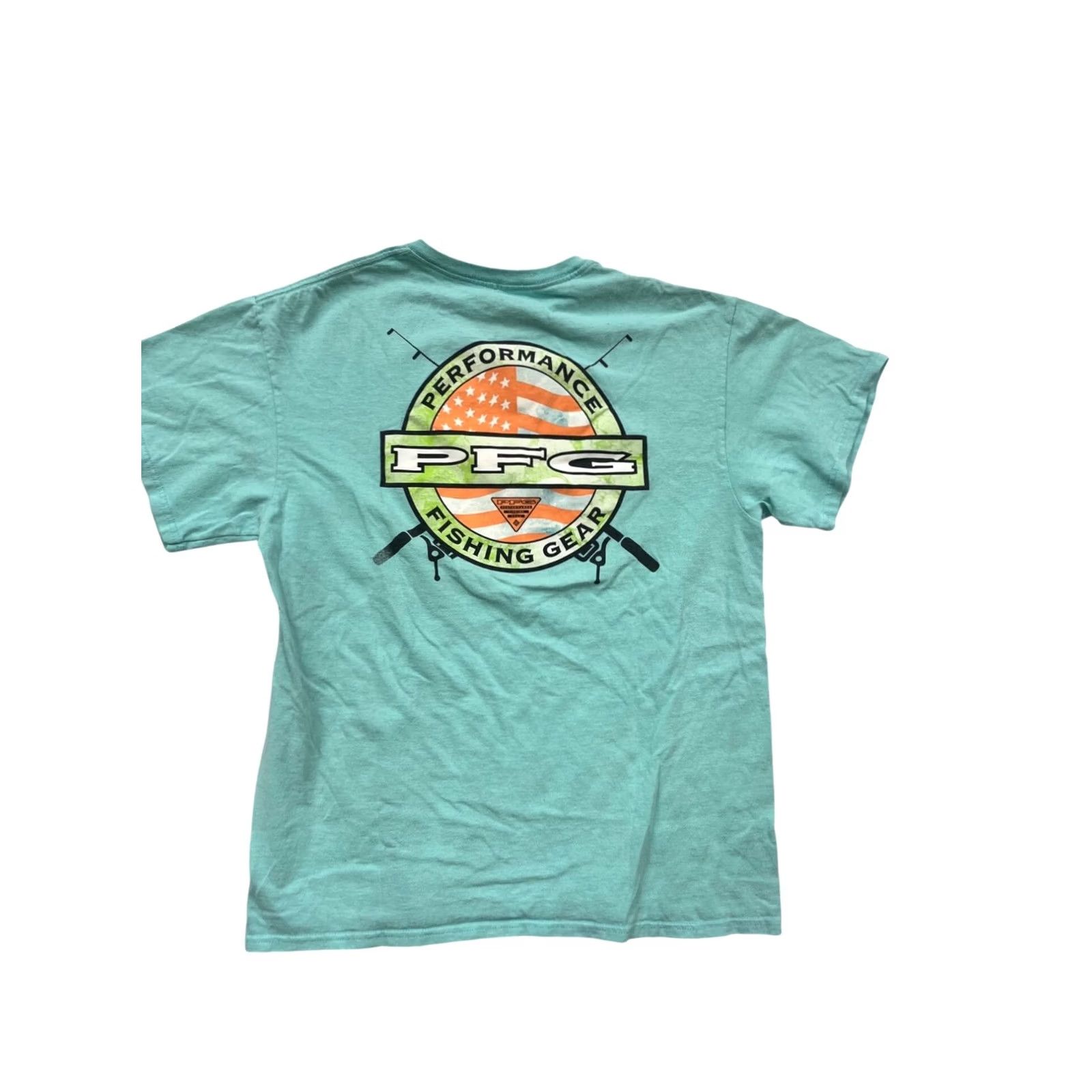 Vintage Columbia PFG T-shirt Mint Green L Unisex Adults Short Sleeve Graphic Crew Neck Mens Womens Size US L / EU 52-54 / 3 - 2 Thumbnail