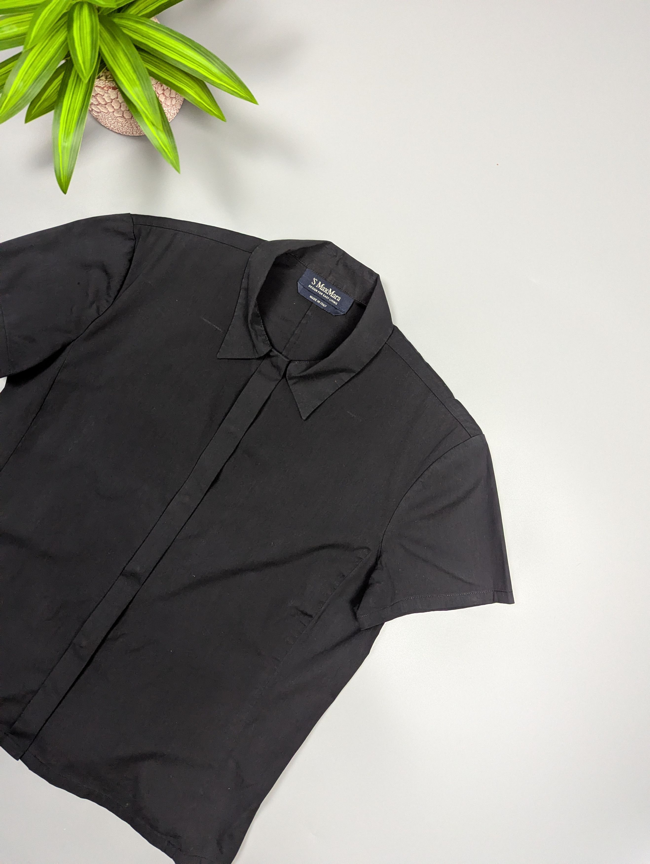 Max Mara S’Max Mara Black Snap Button Short Sleeve Top Minimalist Size M / US 6-8 / IT 42-44 - 5 Thumbnail