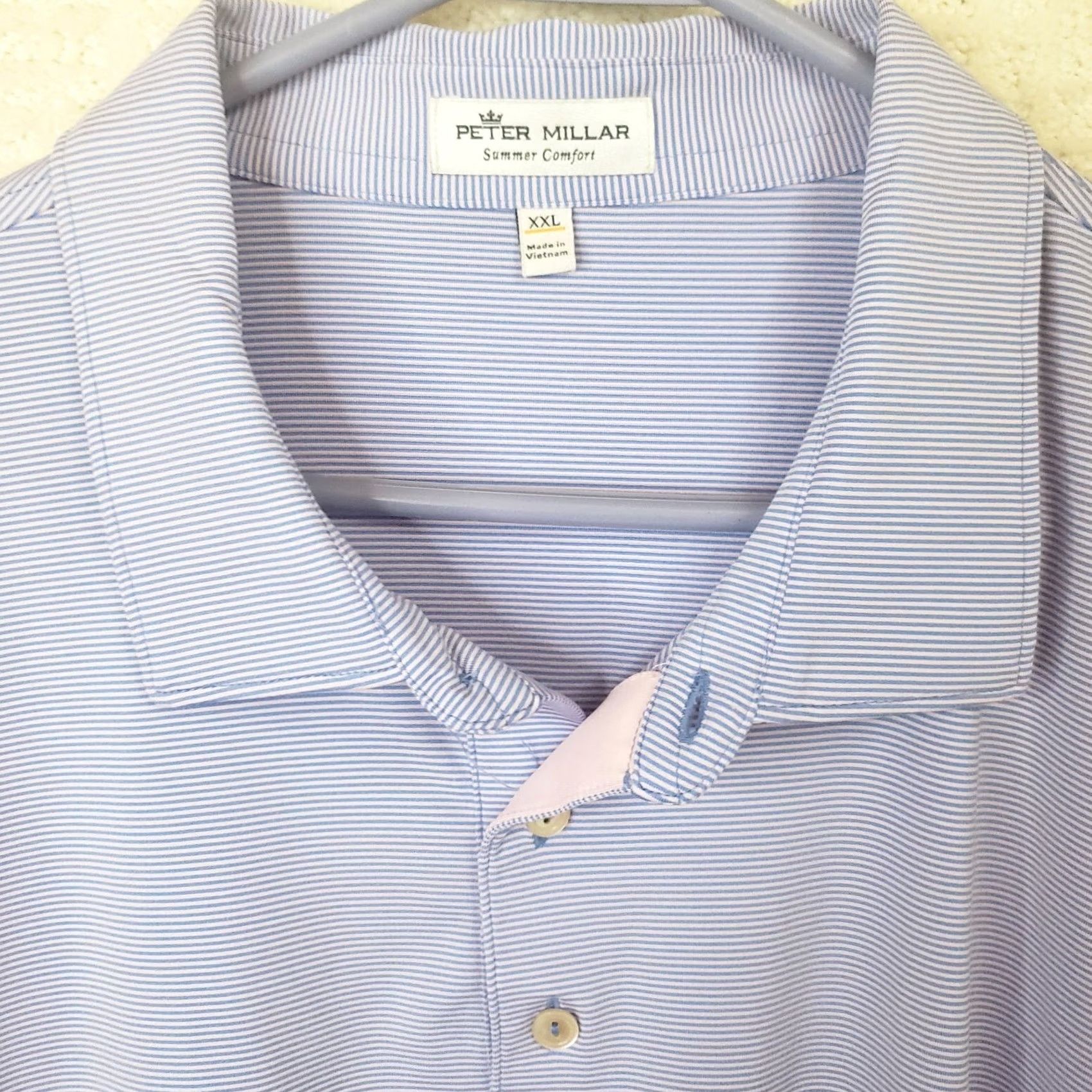Peter Millar Peter Millar Summer Comfort Polo Shirt XXL Blue Striped Short Sleeve Logo Embroidered Golf Men Classic Outdoor Sports Shirt Size US XXL / EU 58 / 5 - 4 Thumbnail