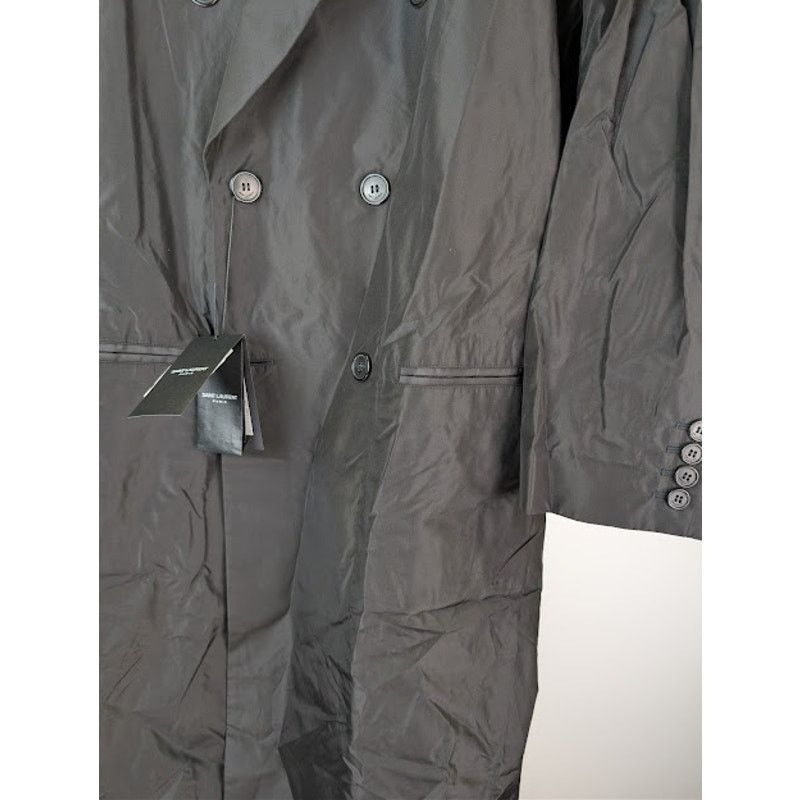 Saint Laurent Paris o1rshd1 Double-Breasted 6-Button Taffeta Coat in Black Size US M / EU 48-50 / 2 - 7 Thumbnail