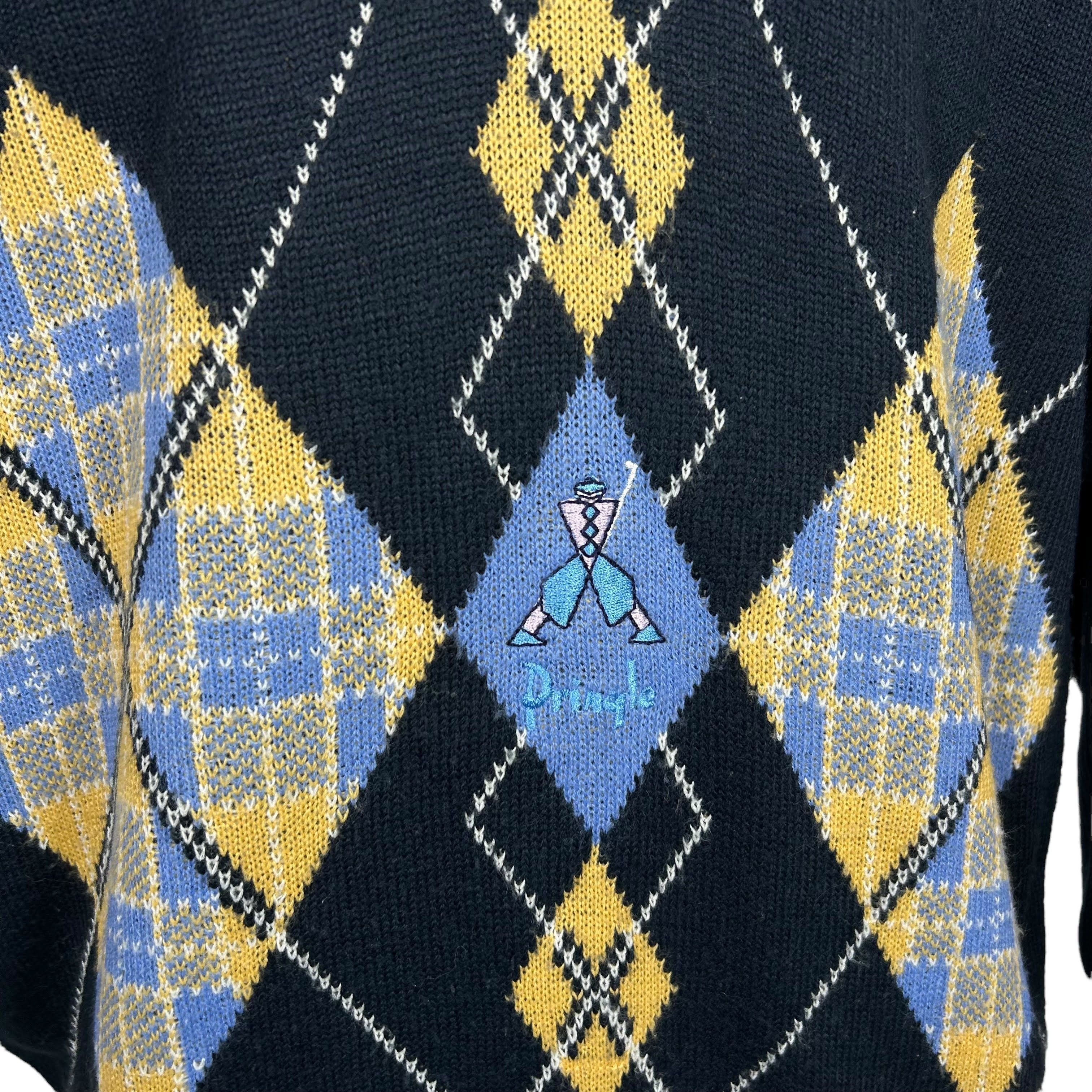 Pringle Of Scotland Pringle Of Scotland Blue Argyle Pullover Knit Sweater XL Size US XL / EU 56 / 4 - 4 Thumbnail