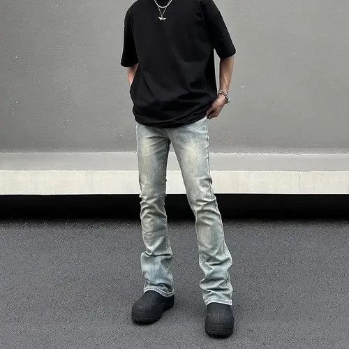 Japanese Brand Skinny Jeans Plain Vintage Flared Trousers Y2k Pockets y2k Size US 33 - 2 Thumbnail