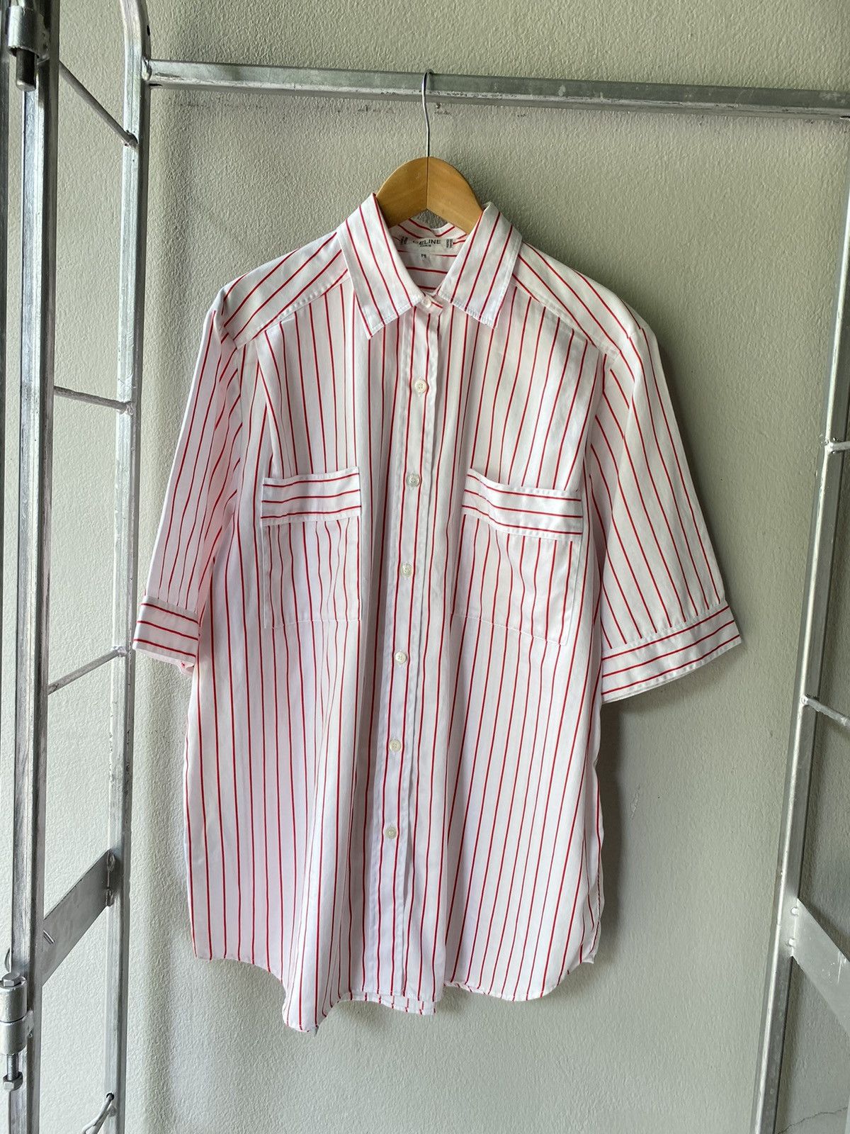 Celine Celine vintage white/red striped pocket shirt Size M / US 6-8 / IT 42-44 - 15 Thumbnail
