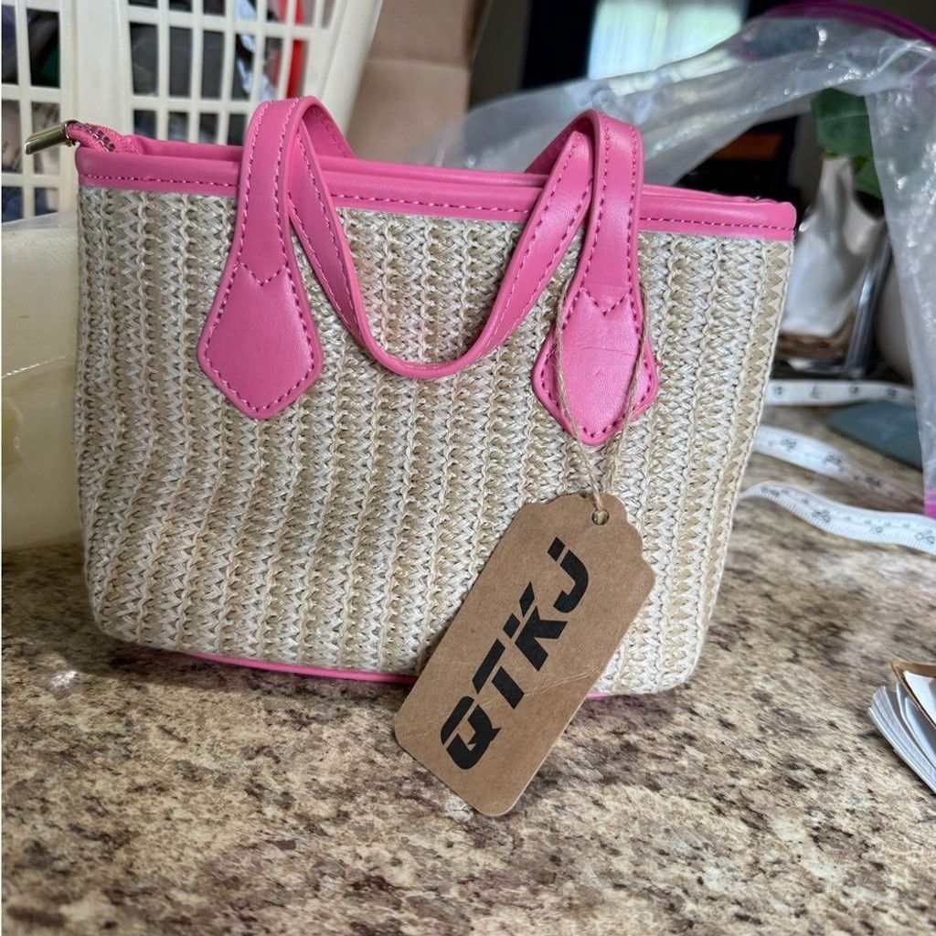Other Pink and Cream Woven Mini Bag with Textured Design Size ONE SIZE - 2 Thumbnail