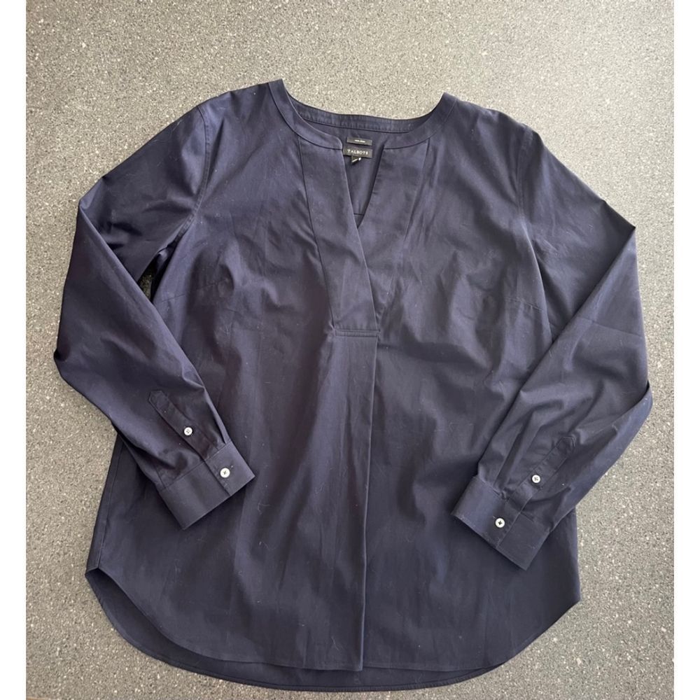 Robert Talbott Talbots dress navy blue blouse size L Size L / US 10 / IT 46 - 4 Thumbnail