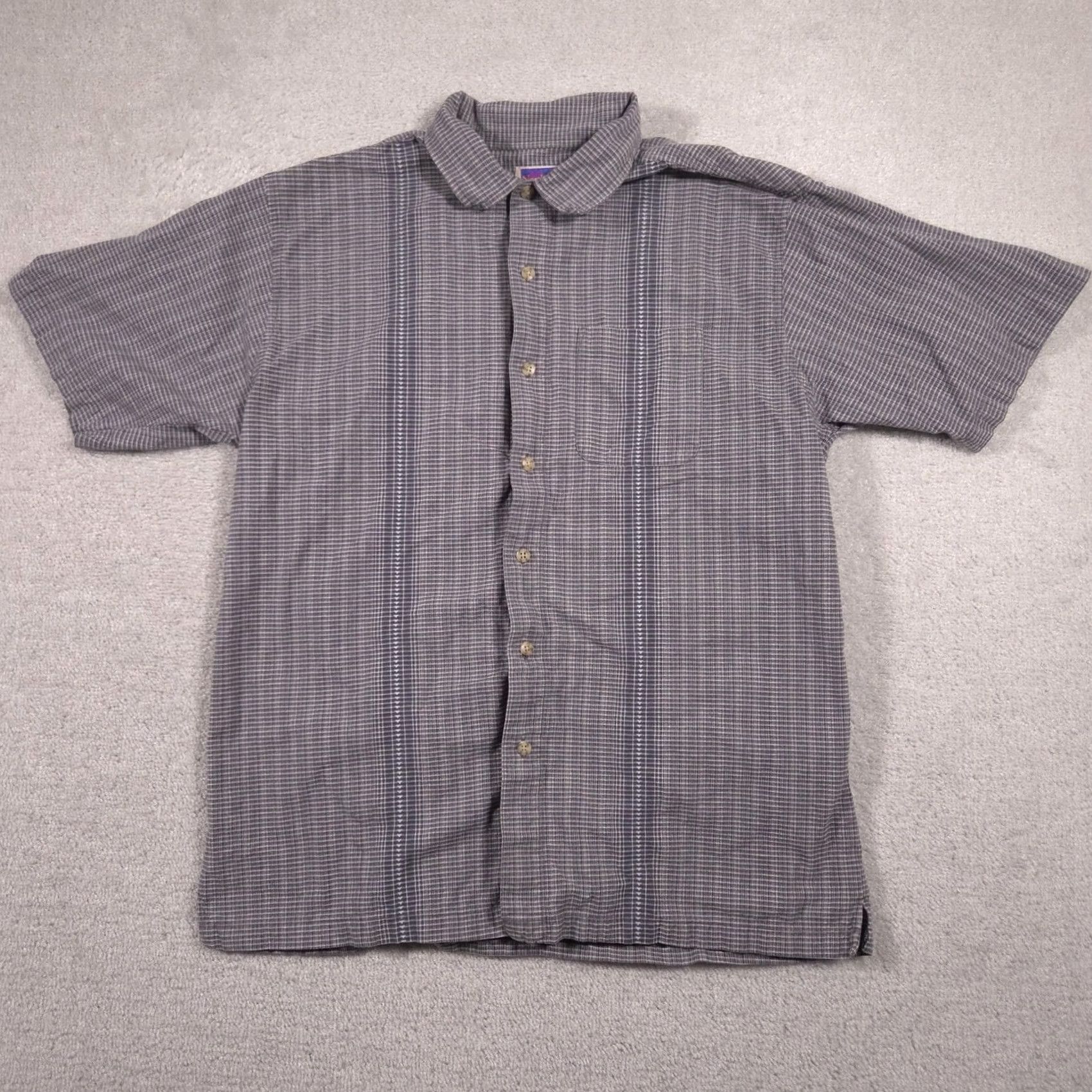 Vintage VINTAGE NorthCrest Shirt Mens L Gray Check Button Front Short Sleeve Casual Size US L / EU 52-54 / 3 - 2 Thumbnail