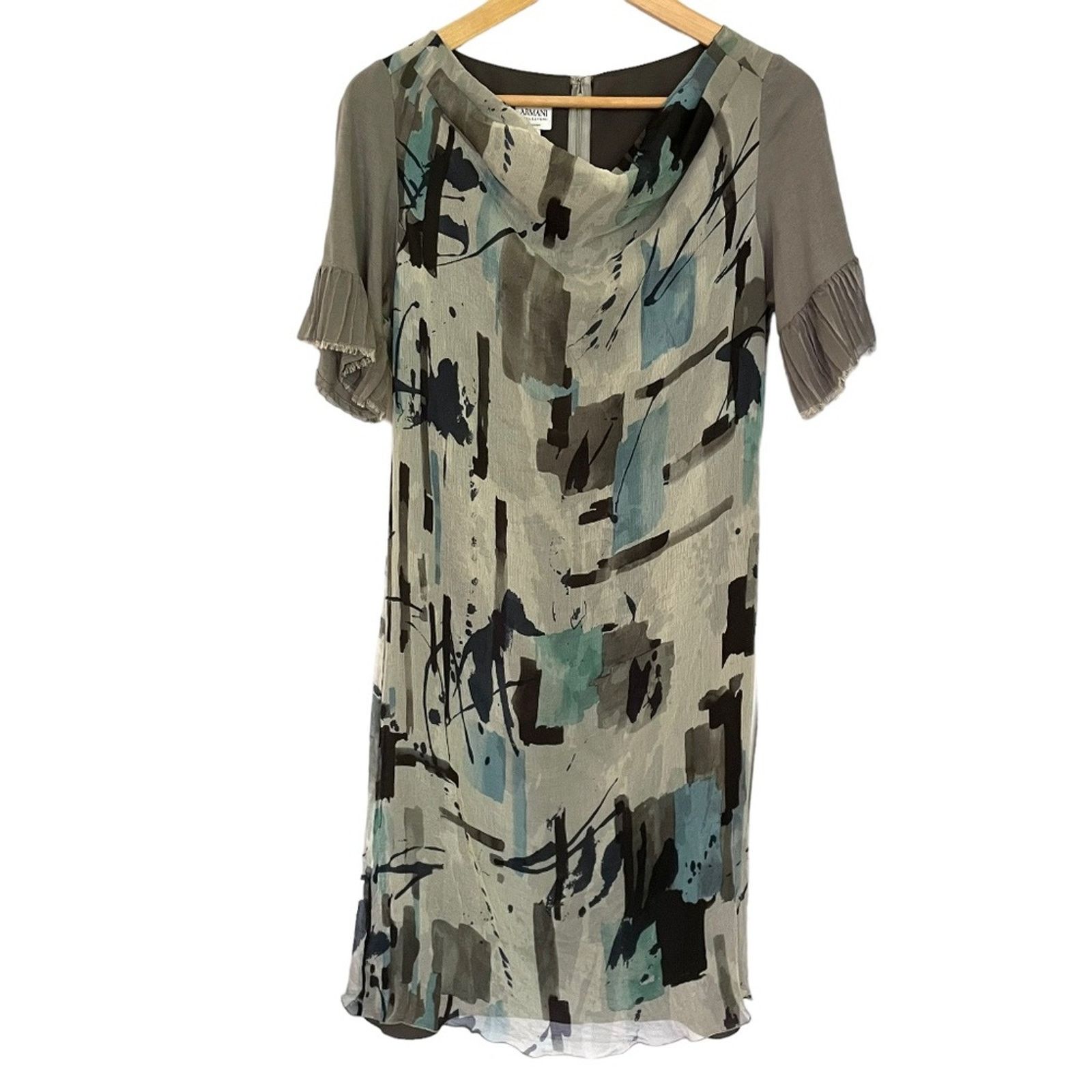 Giorgio Armani Giorgio Armani Collezioni Silk Chiffon Abstract Print Dress Size XL / US 12-14 / IT 48-50 - 10 Thumbnail