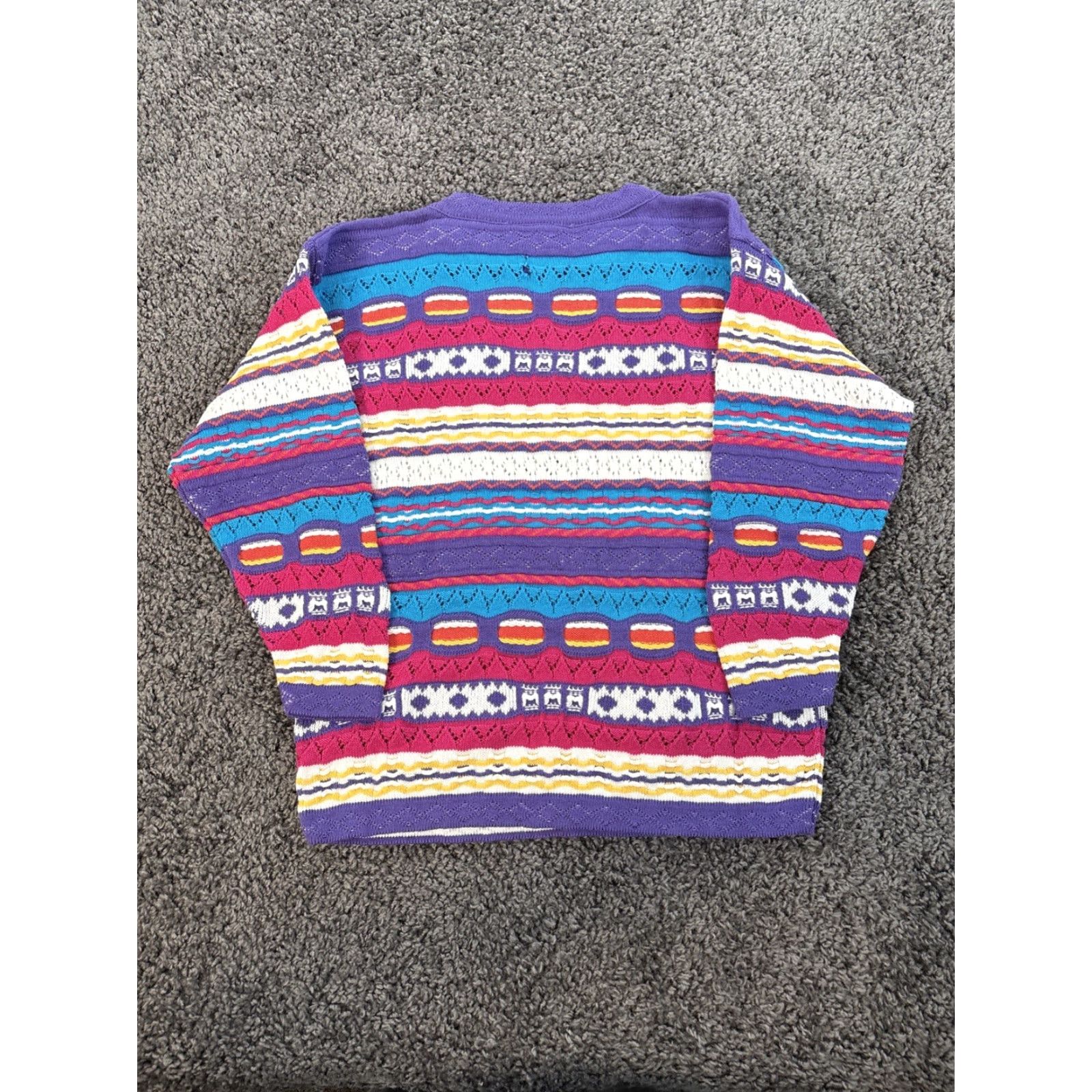 Coogi VINTAGE Coogi Sweater Womens L Purple 90s Cable-Knit Pullover Knit 3D Pink Size L / US 10 / IT 46 - 5 Thumbnail