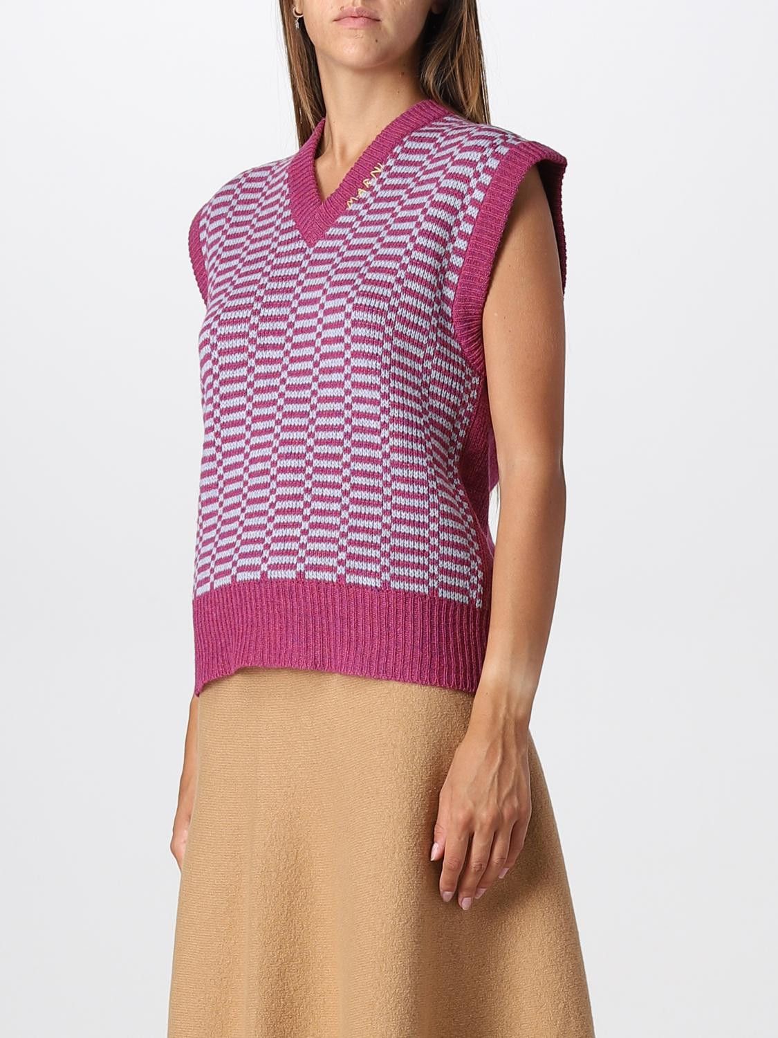 Marni o1y1125 V-neck Sweater in Mauve/Gray Size XS / US 0-2 / IT 36-38 - 3 Thumbnail