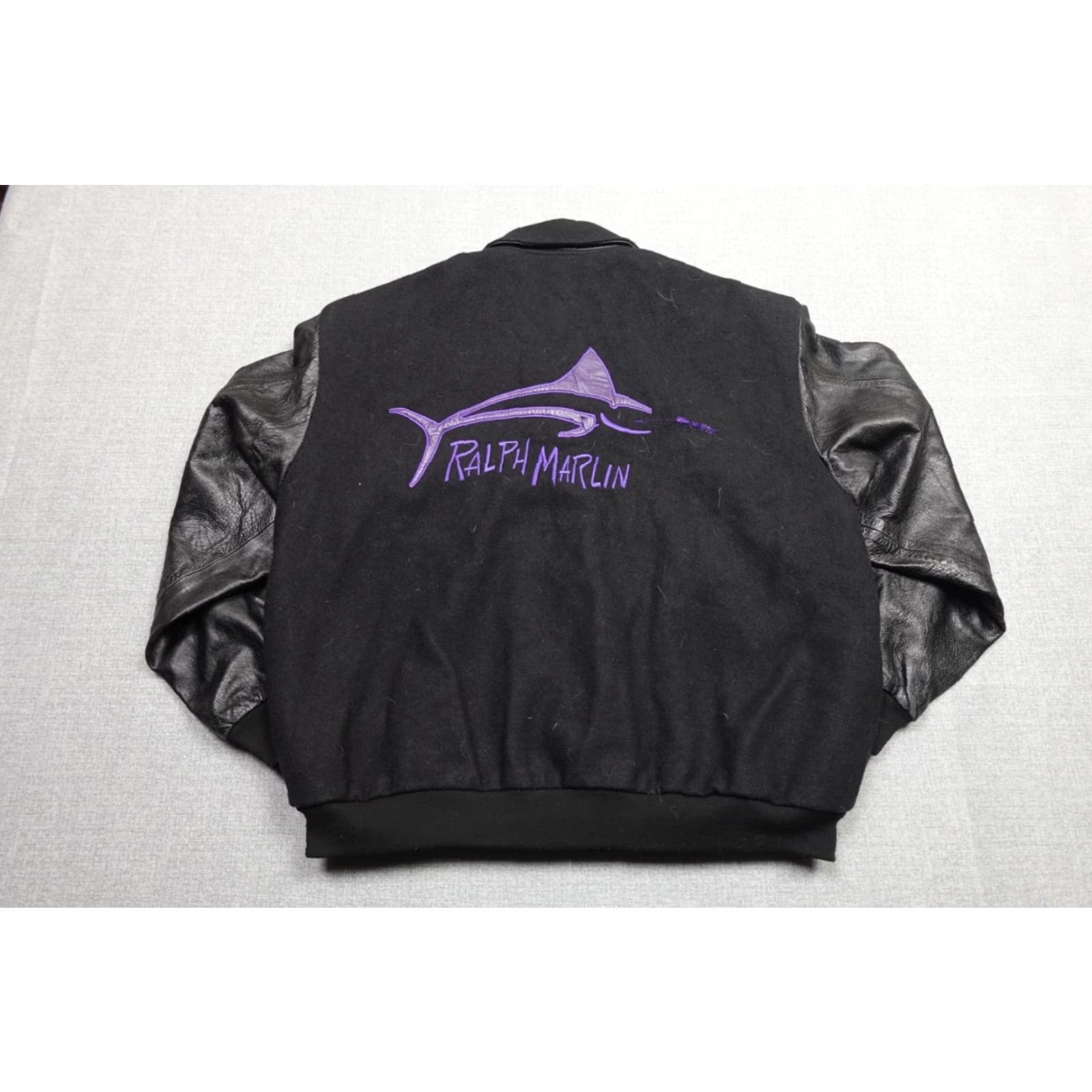 Hamilton VINTAGE Ralph Marlin Varsity Jacket Mens 2XL Black Leather Zip Lined Pattern Solid College Style Size US XXL / EU 58 / 5 - 5 Thumbnail