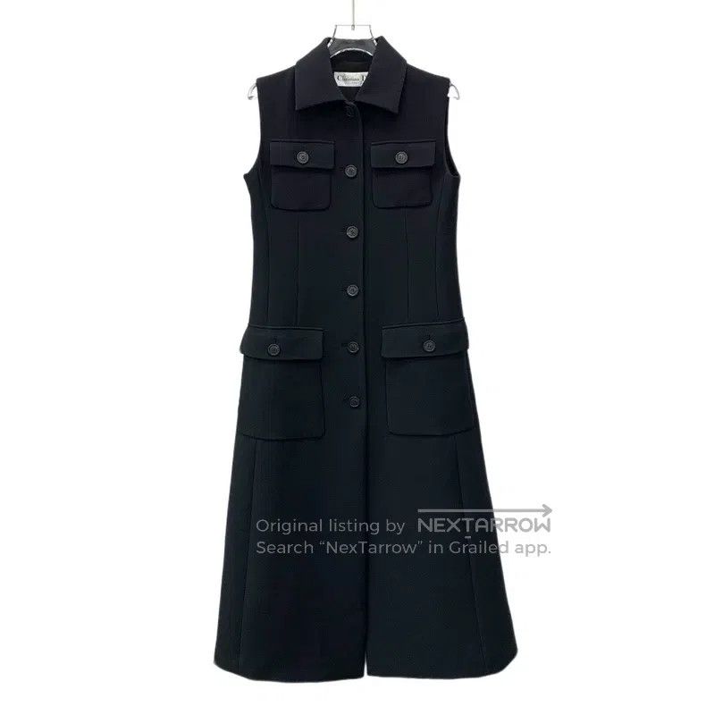 Dior Dior Black wool lapel single-breasted sleeveless dress Size XS / US 0-2 / IT 36-38 - 1 Thumbnail