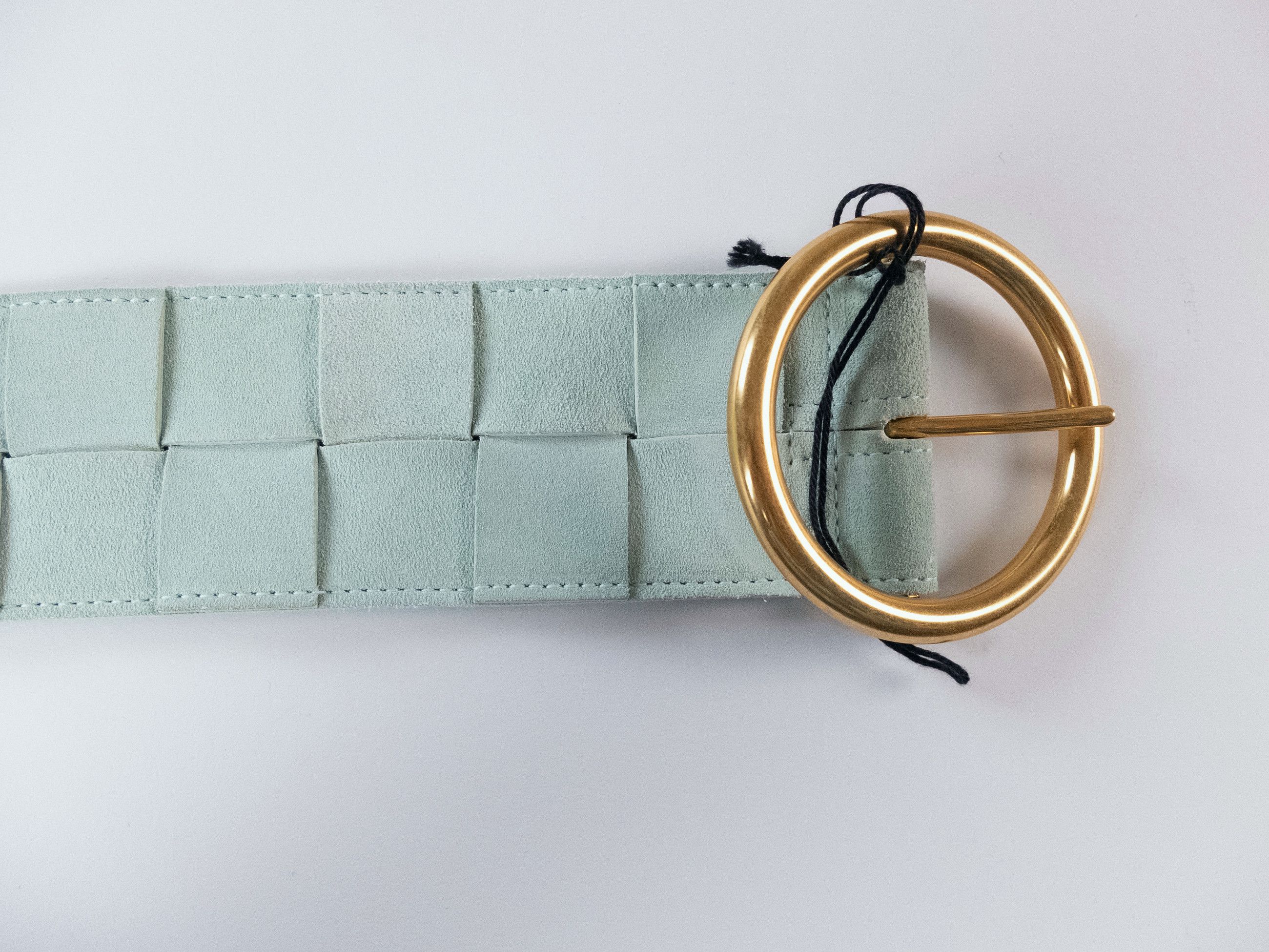 Bottega Veneta BOTTEGA VENETA teal blue woven suede belt Size 80 Size ONE SIZE - 4 Thumbnail