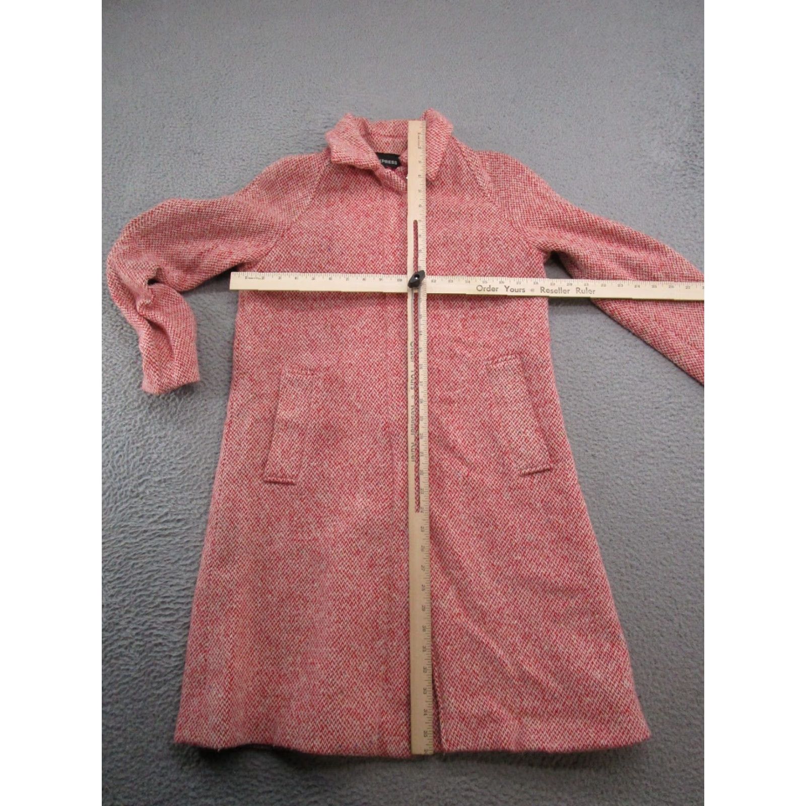 Express Express Women's Red Wool Blend Trench Coat Jacket - Size 6/5 Online Slim Fit Wool Coat Size M / US 6-8 / IT 42-44 - 6 Thumbnail