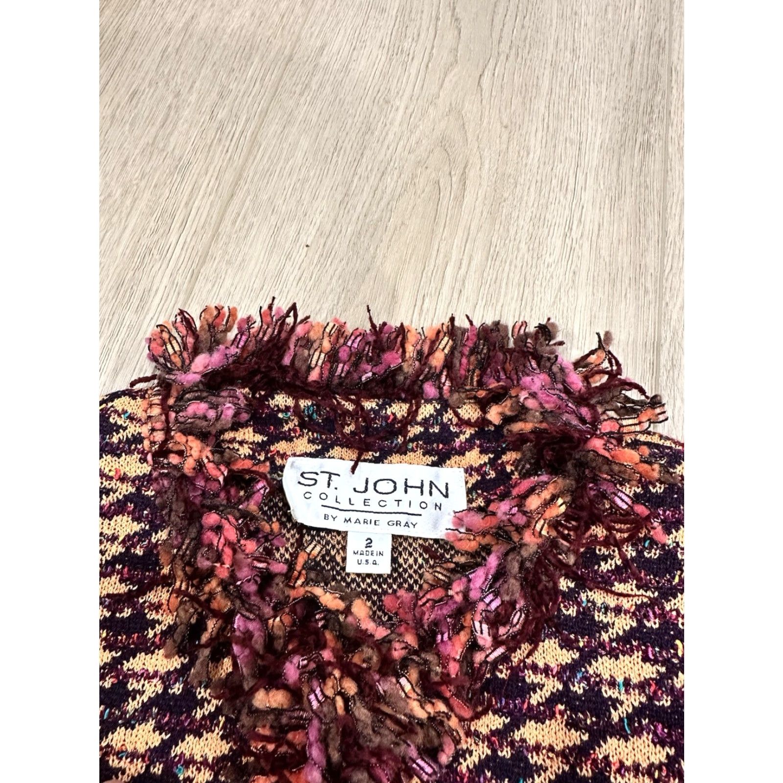 Vintage St John Collection Blazer Women's Size 2 Houndstooth Tweed Knit Mid-Length Lightweight Hook Closure USA Size XS / US 0-2 / IT 36-38 - 5 Thumbnail
