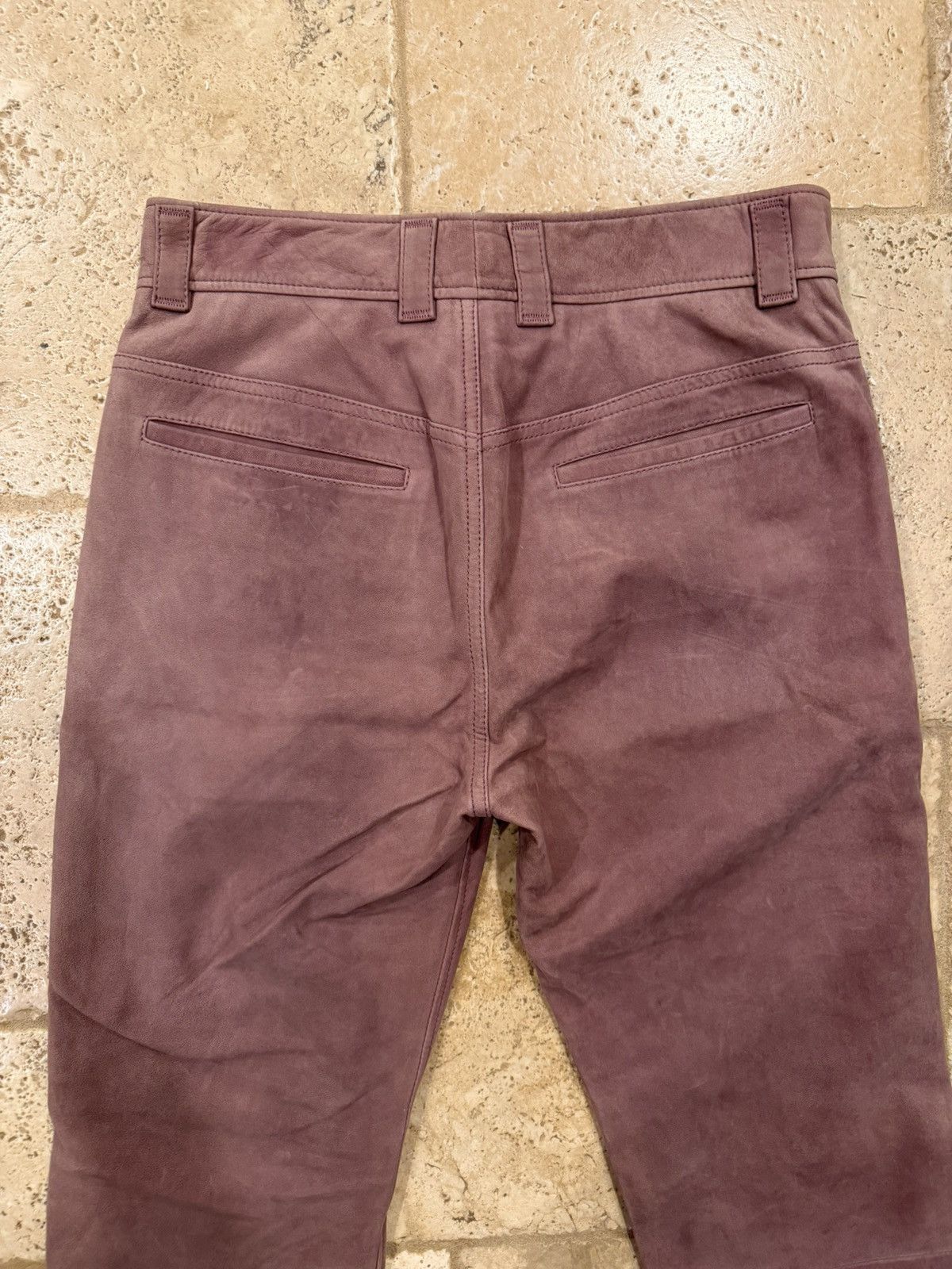 Haider Ackermann Haider Ackermann Sample Suede Leather Mauve Trouser Pants Size US 31 - 9 Thumbnail