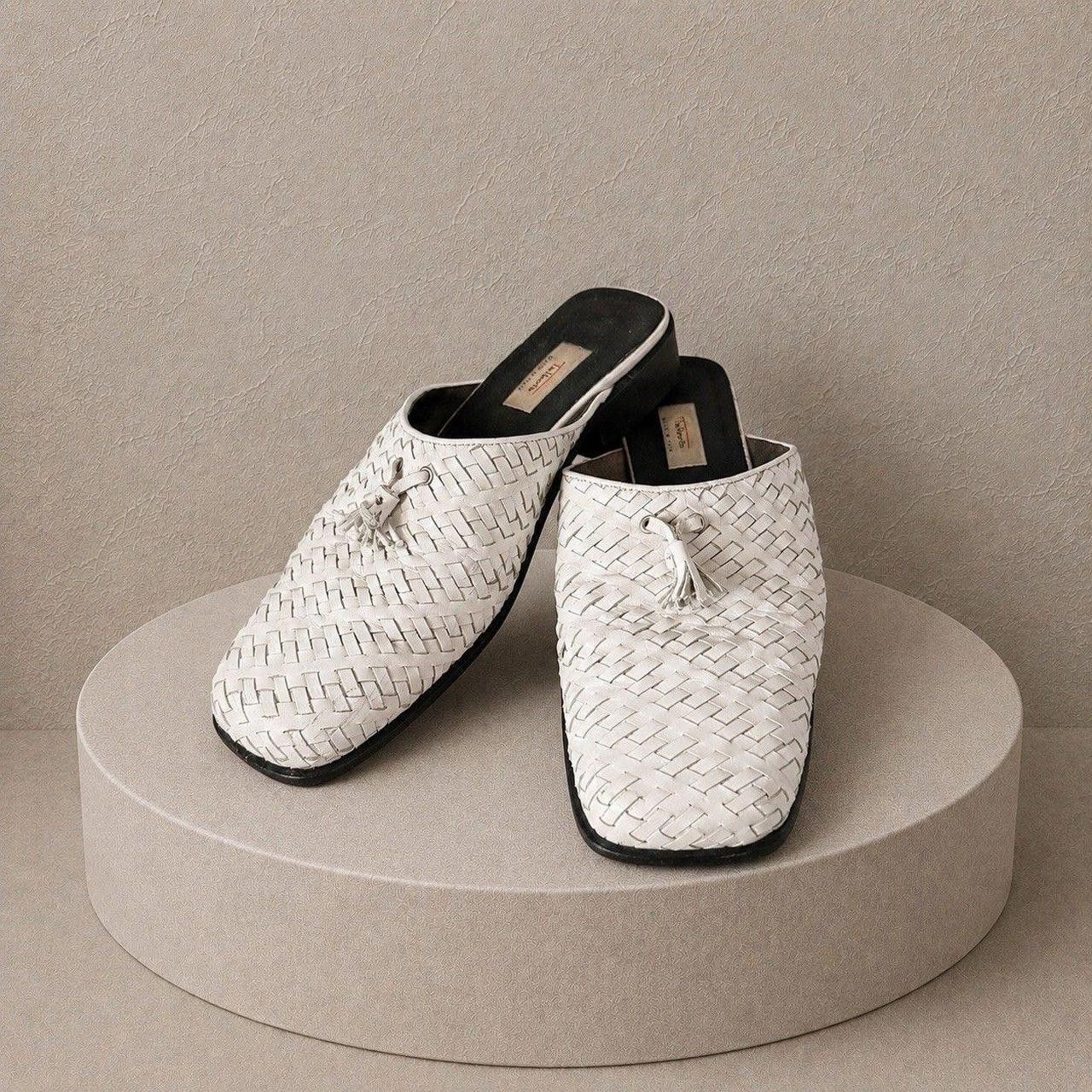 Talbots Vintage Talbots White Woven Leather Slip On Tassel Mule 11M ...