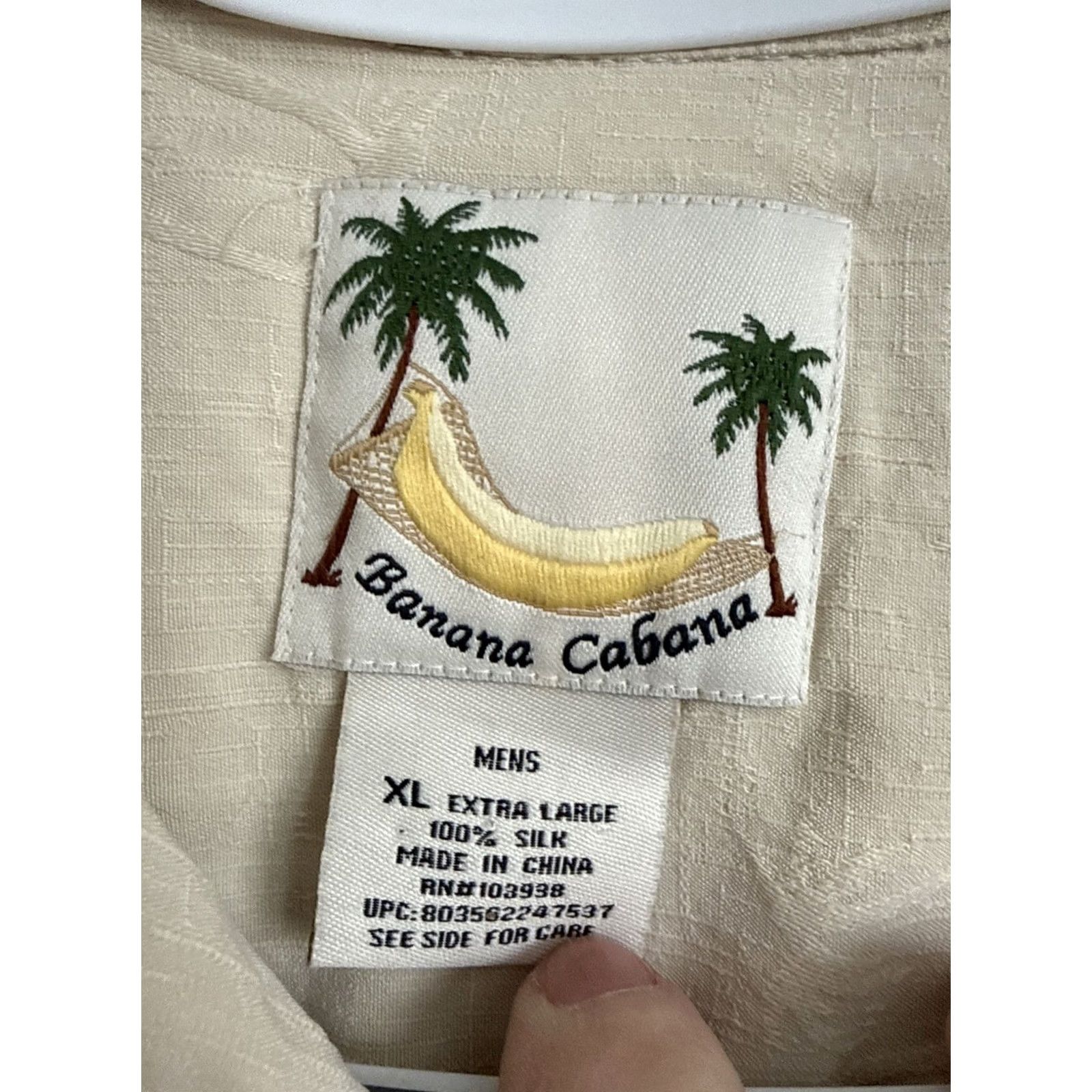 Vintage VINTAGE Banana Cabana Shirt Mens XL Ivory Silk Short Sleeve Button-Up Beach Vacation 100% Silk Size US XL / EU 56 / 4 - 2 Thumbnail