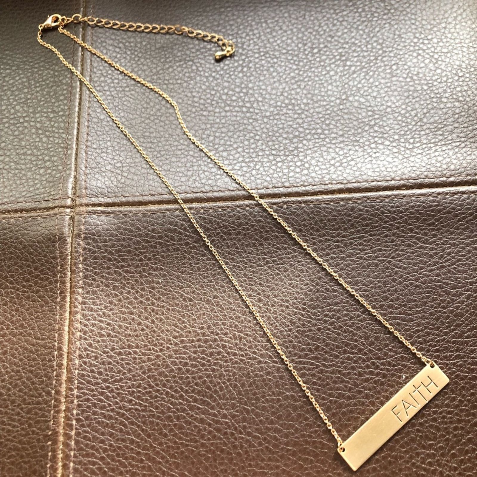 Jewelry Gold plated engraved “FAITH” bar on chain necklace Size ONE SIZE - 6 Thumbnail