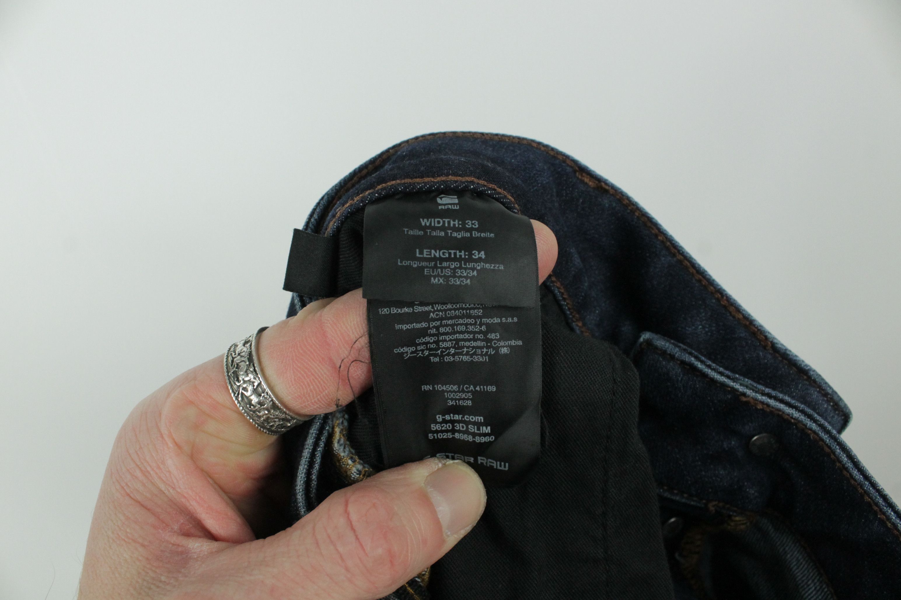 G-Star G-Star Raw 5620 3D Slim Blue Denim Jeans Men's Size US 33 - 8 Thumbnail