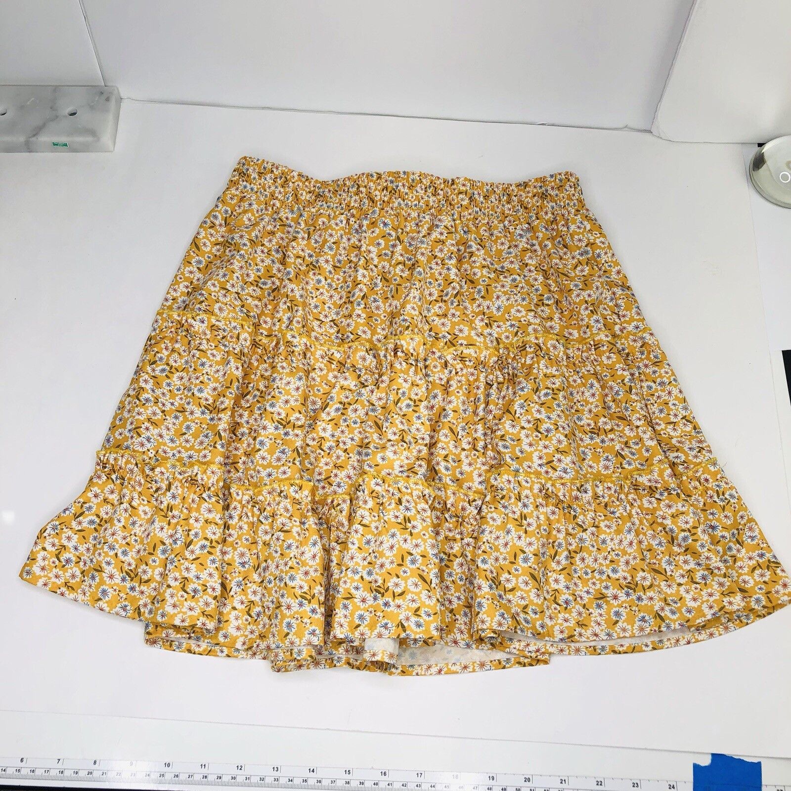 Other Womens Teen Tired Yellow Floral Print Skirt Sz S Elastic Size 27" / US 4 / IT 40 - 7 Thumbnail