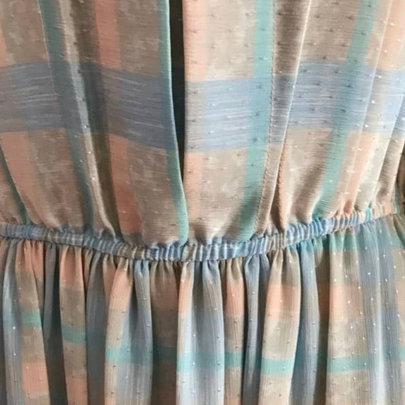 Vintage Vintage Jonathan Martin 1980s Light Blue Plaid Dress Sz Med Size M / US 6-8 / IT 42-44 - 5 Thumbnail
