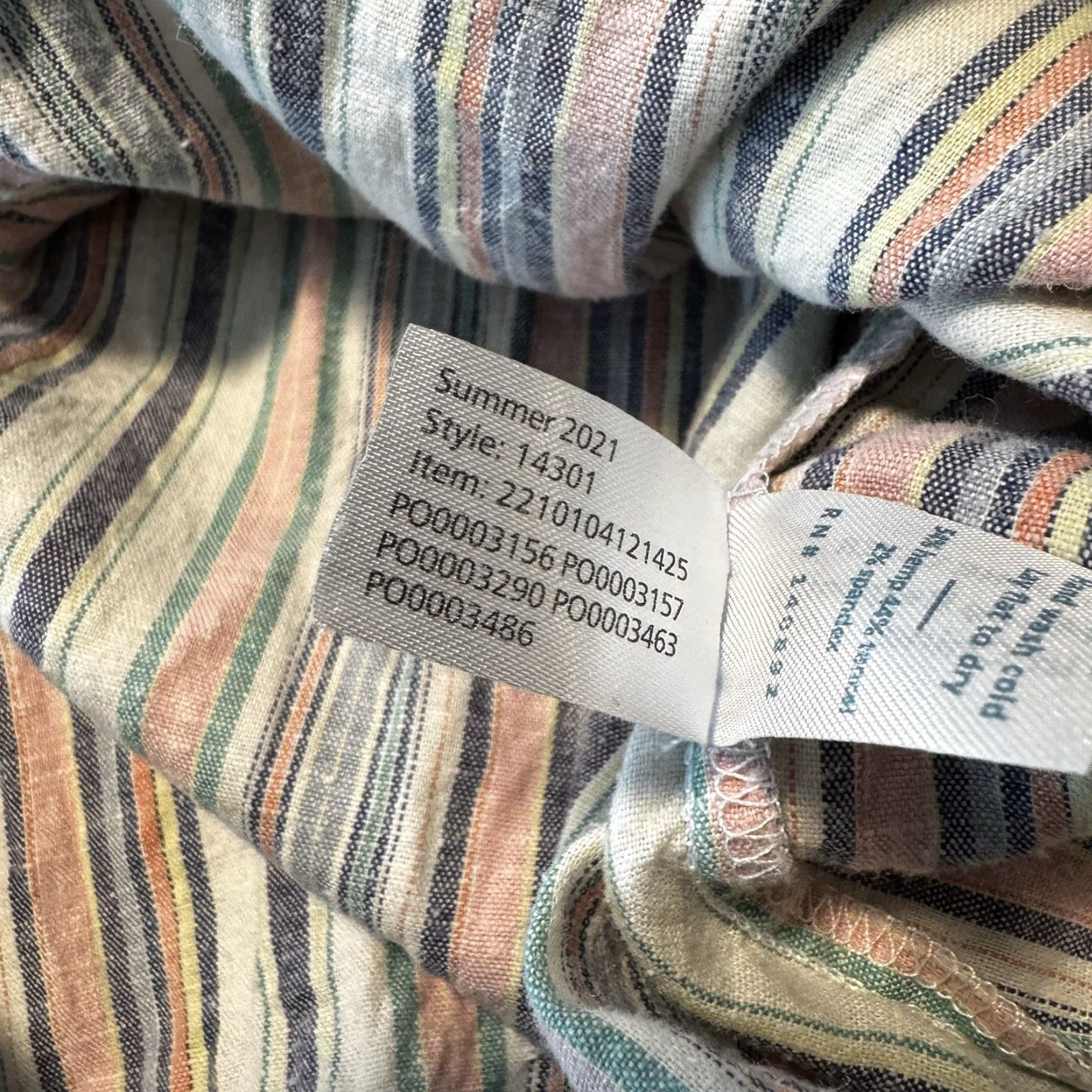 Marine Layer Marine Layer Striped Button Up Shirt Mens Medium Hemp Blend Tencel Beach Collar Size US M / EU 48-50 / 2 - 5 Thumbnail